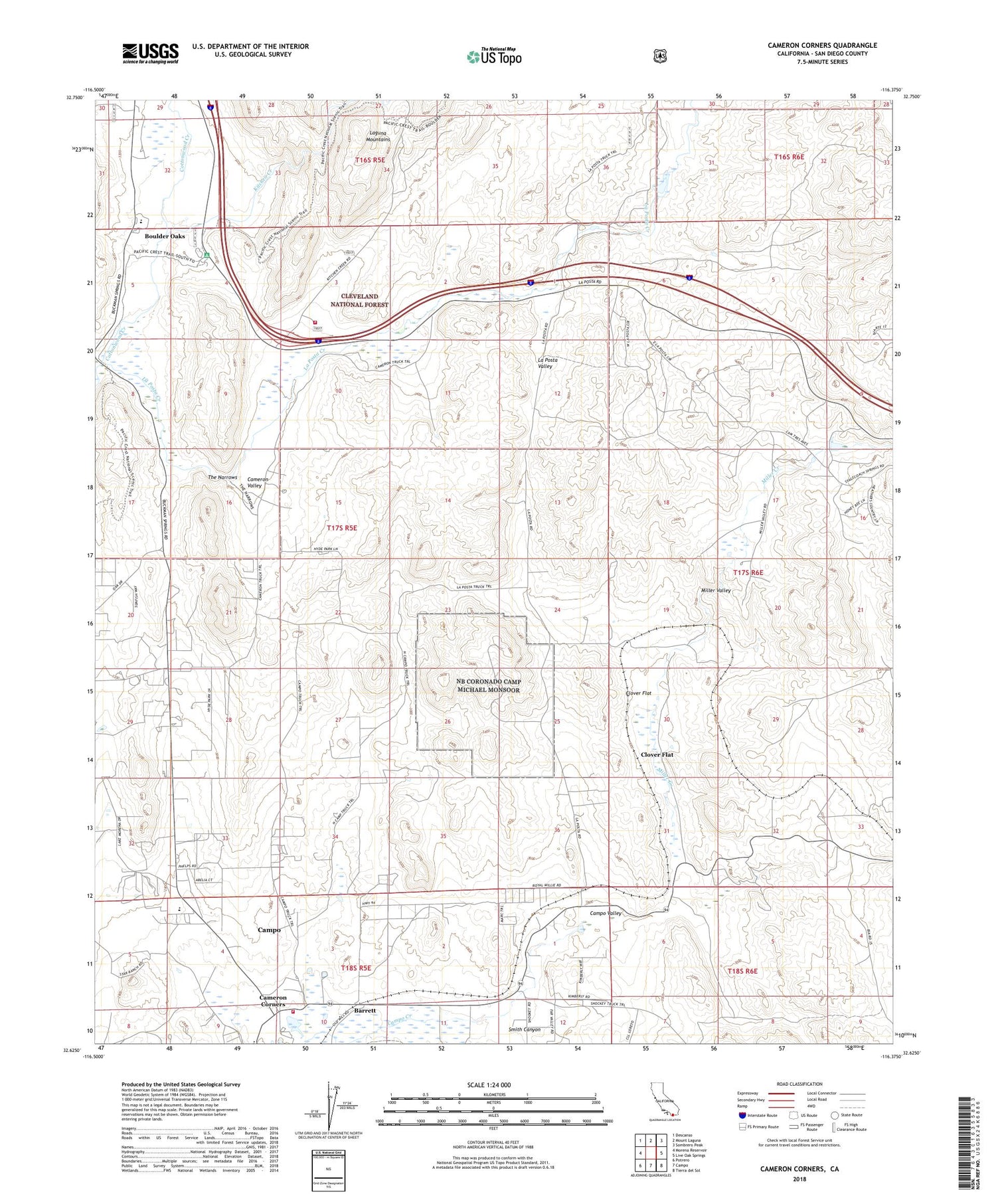 Cameron Corners California US Topo Map Image