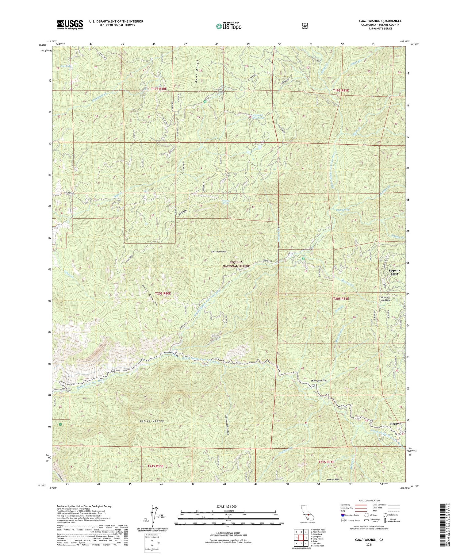 Camp Wishon California US Topo Map Image