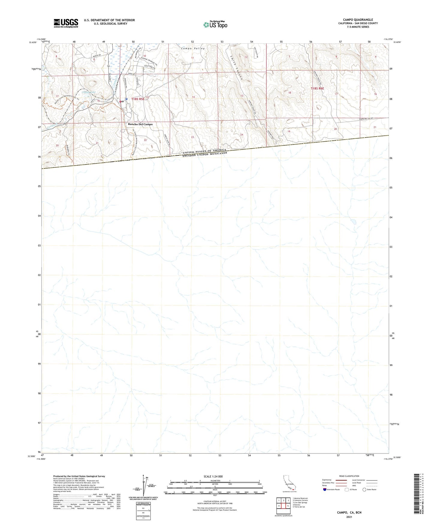 Campo California US Topo Map Image