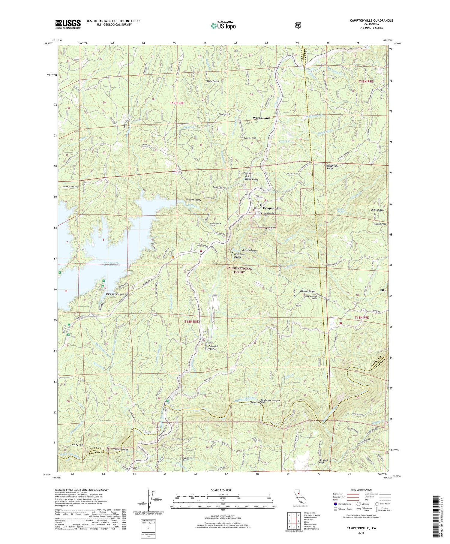 Camptonville California US Topo Map Image