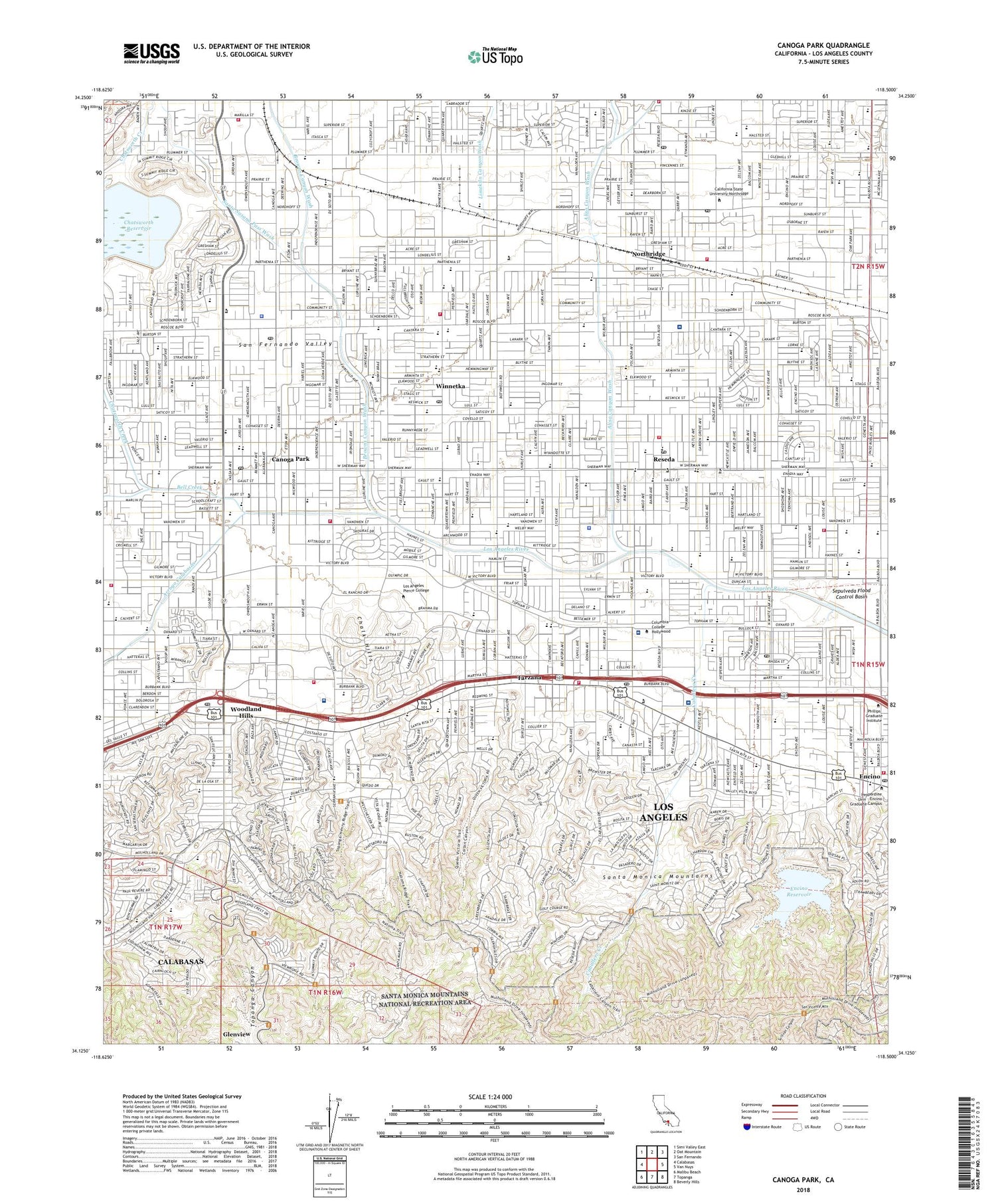 Canoga Park California US Topo Map Image