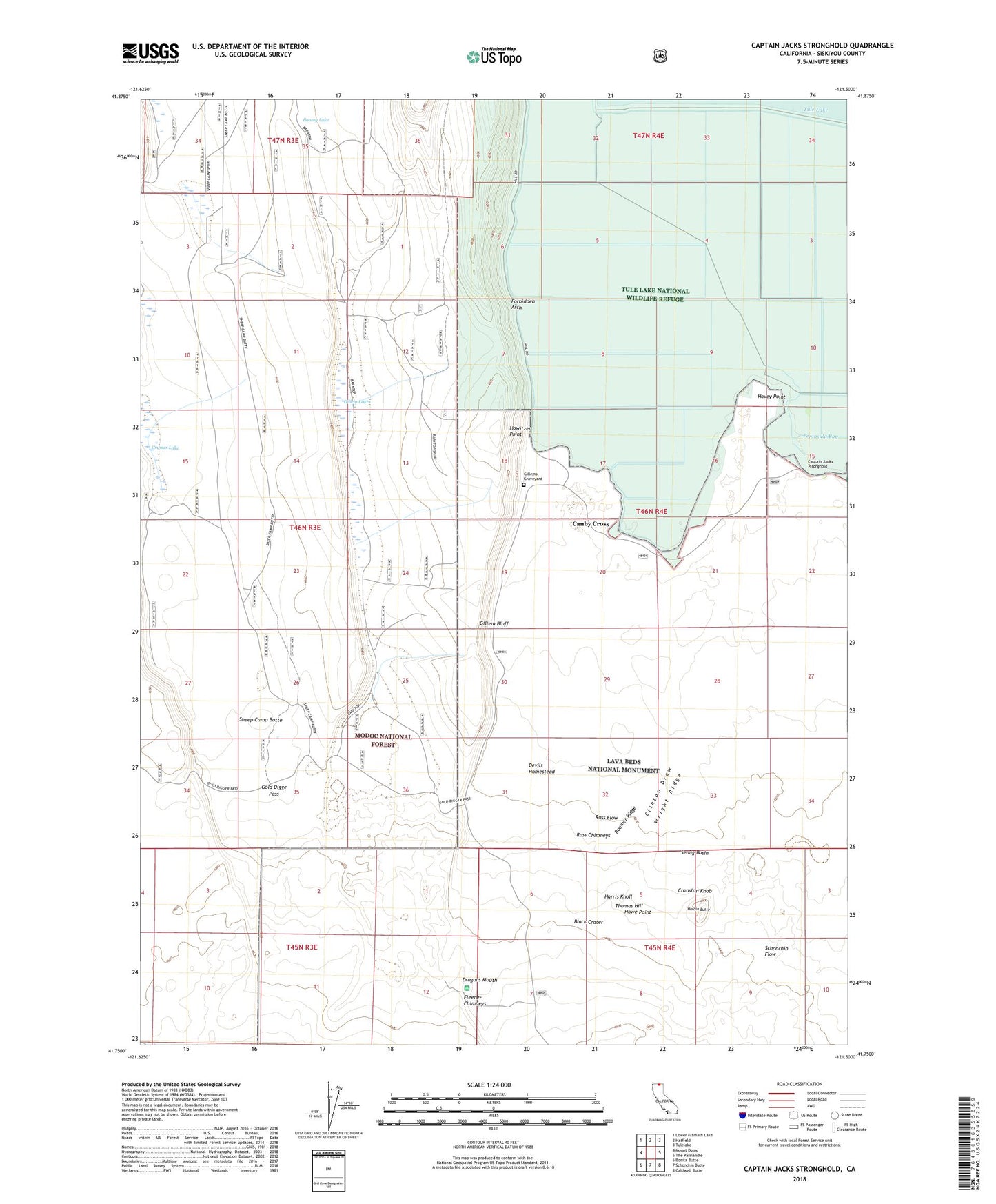 Captain Jacks Stronghold California US Topo Map Image