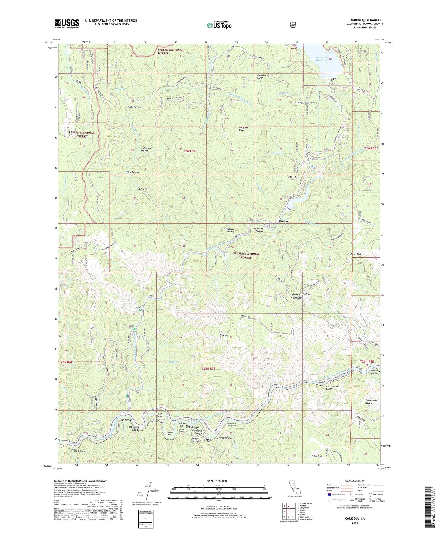 Caribou California US Topo Map Image