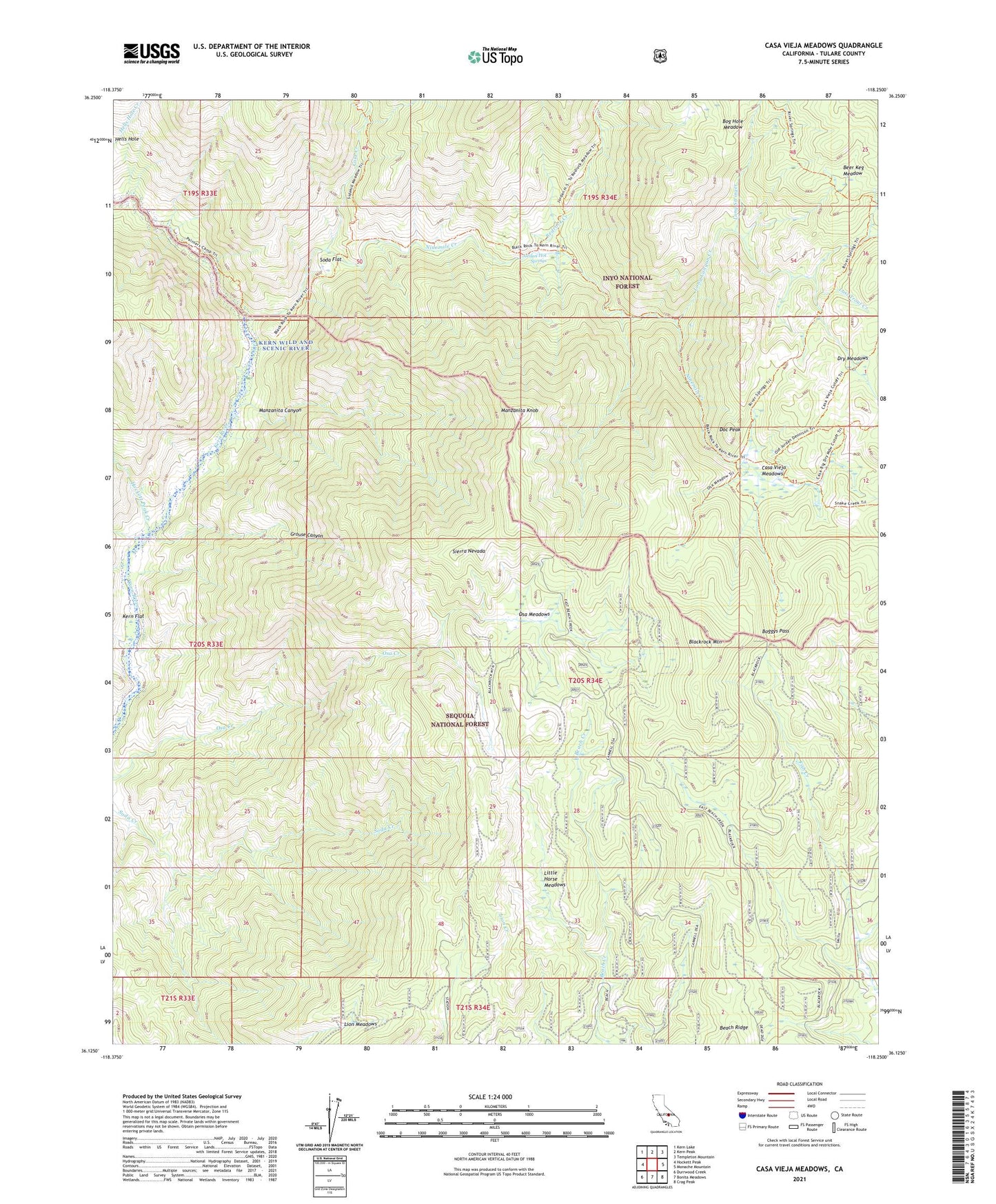 Casa Vieja Meadows California US Topo Map Image