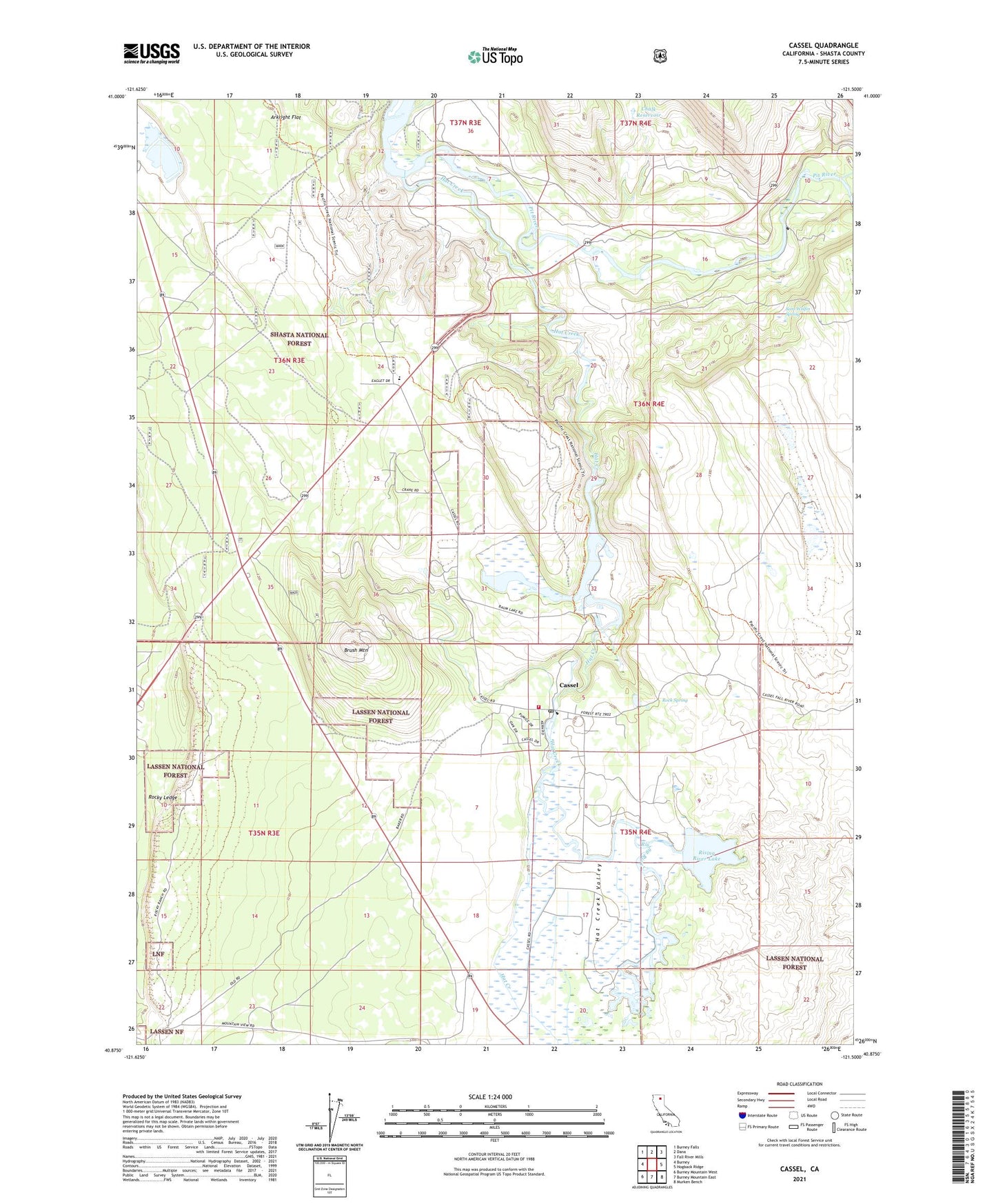 Cassel California US Topo Map Image