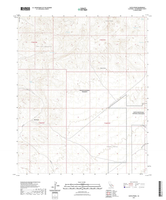 Castle Peaks California US Topo Map Image