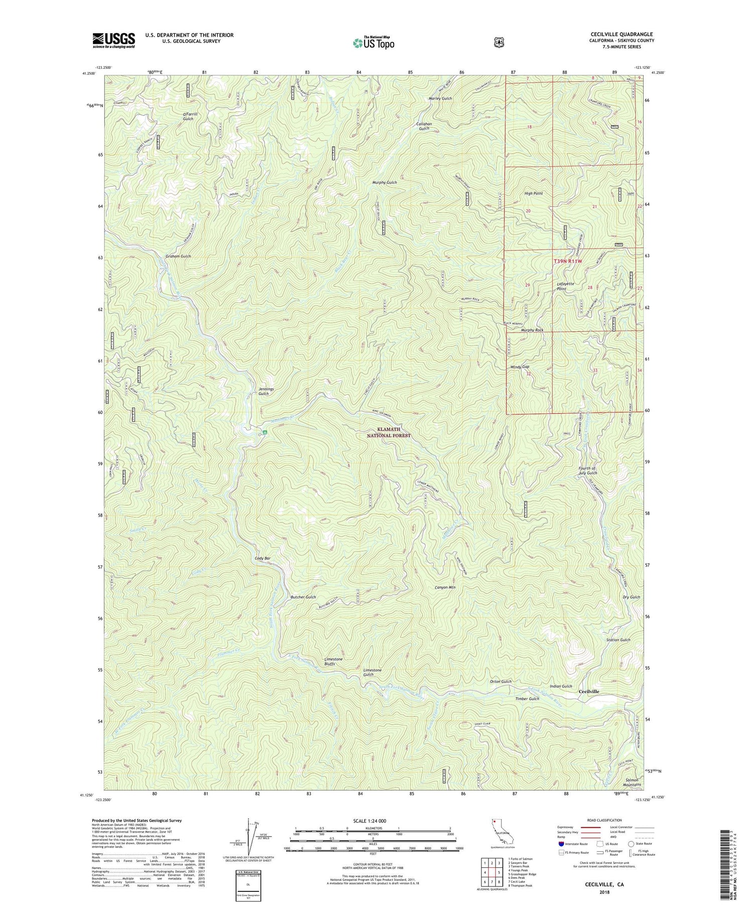 Cecilville California US Topo Map Image