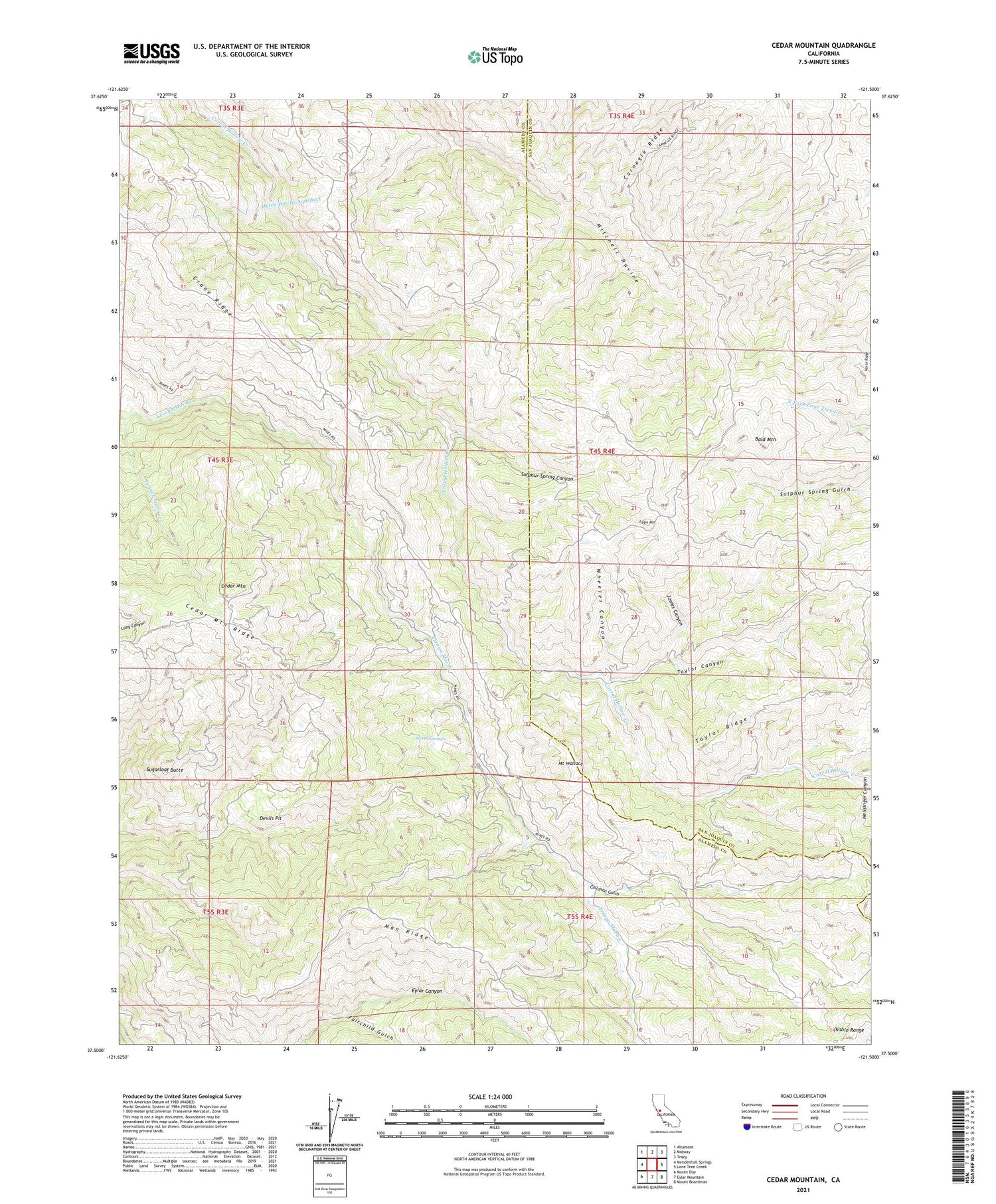 Cedar Mountain California US Topo Map Image
