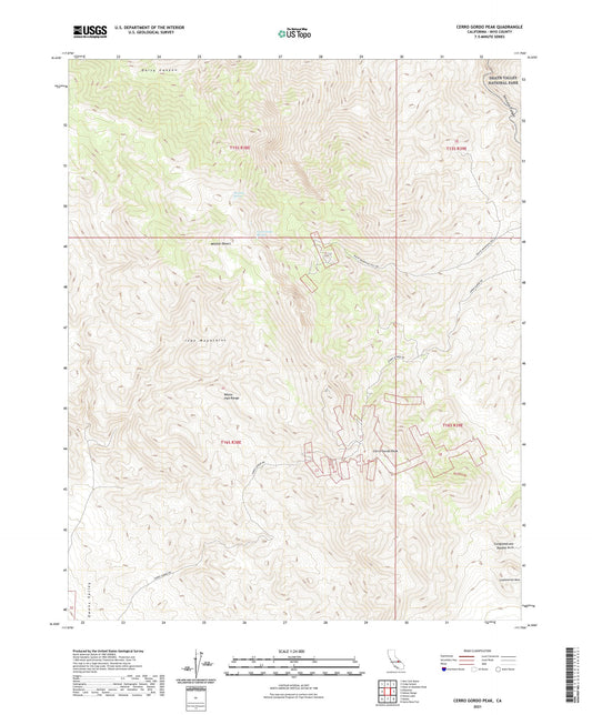 Cerro Gordo Peak California US Topo Map Image