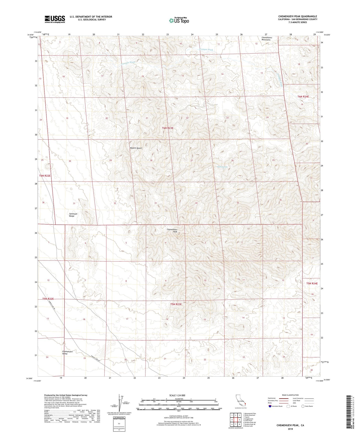 Chemehuevi Peak California US Topo Map Image