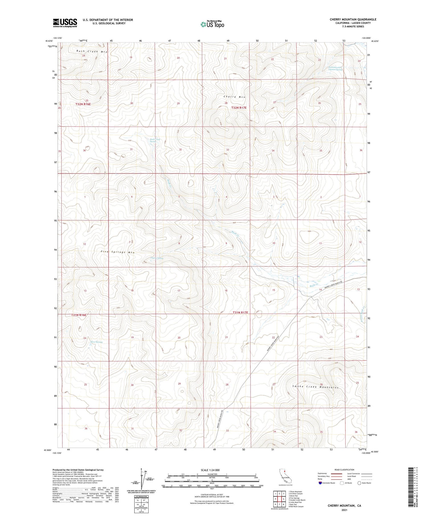 Cherry Mountain California US Topo Map Image