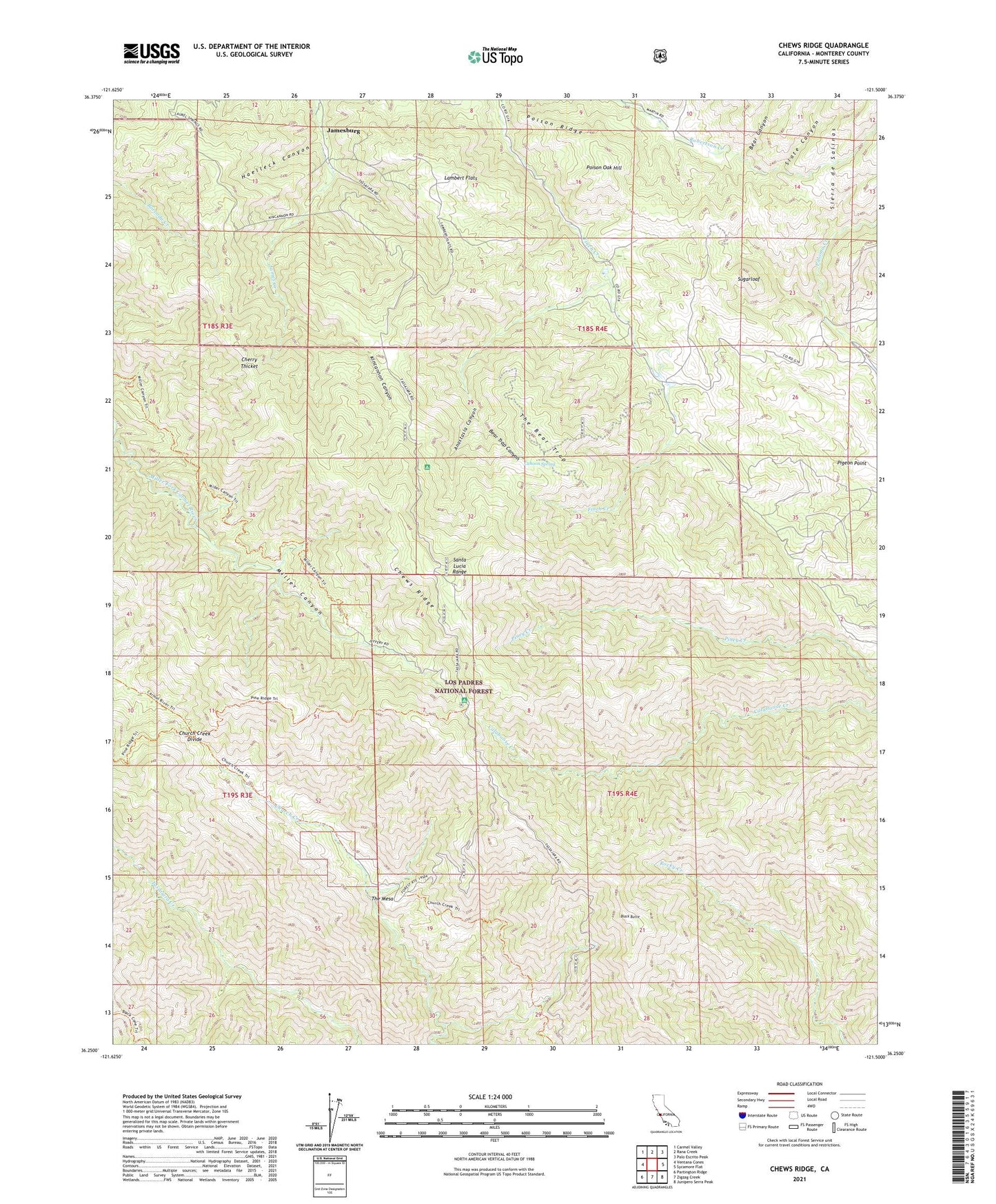 Chews Ridge California US Topo Map Image