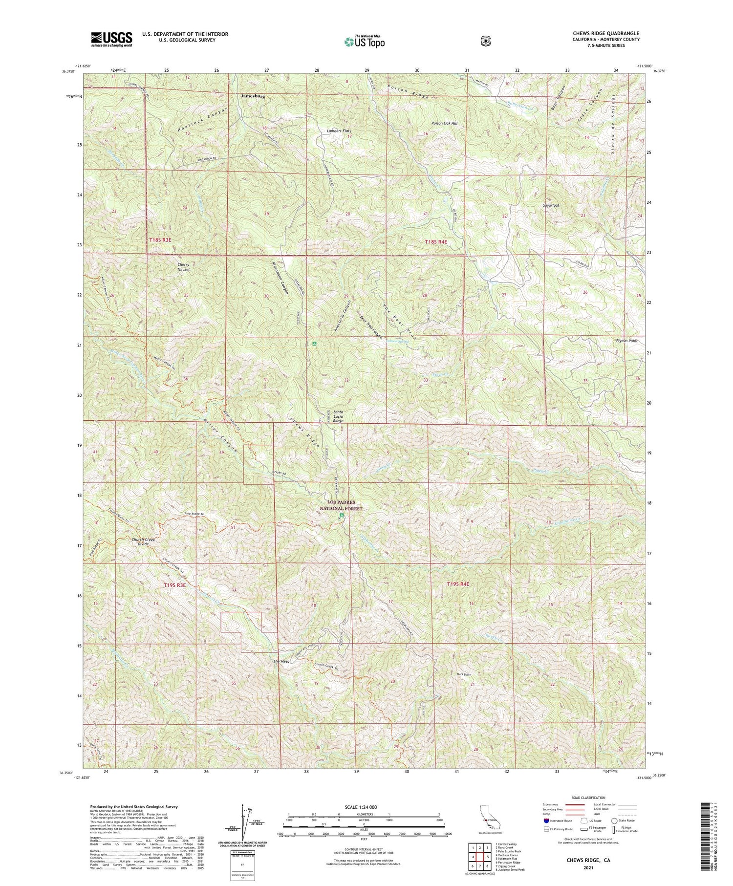 Chews Ridge California US Topo Map Image