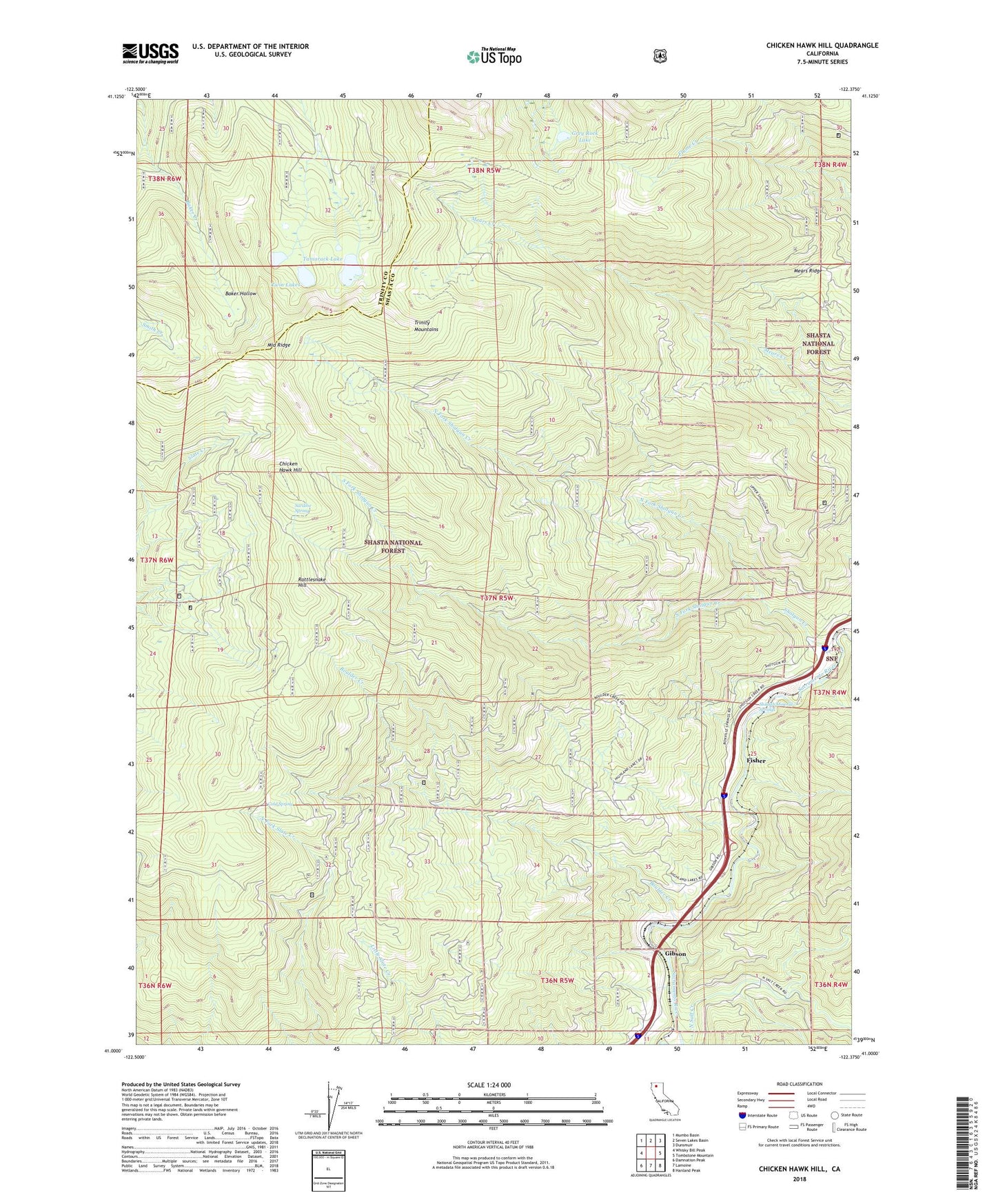 Chicken Hawk Hill California US Topo Map Image