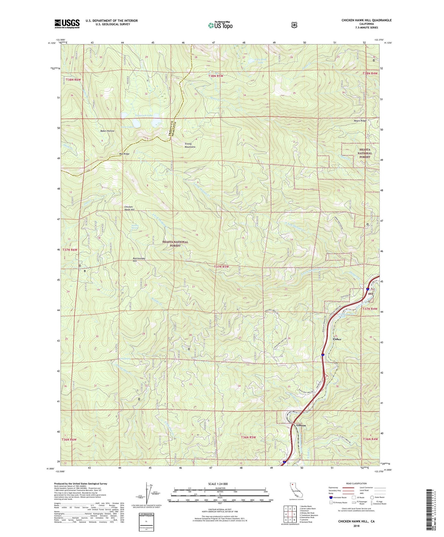 Chicken Hawk Hill California US Topo Map Image