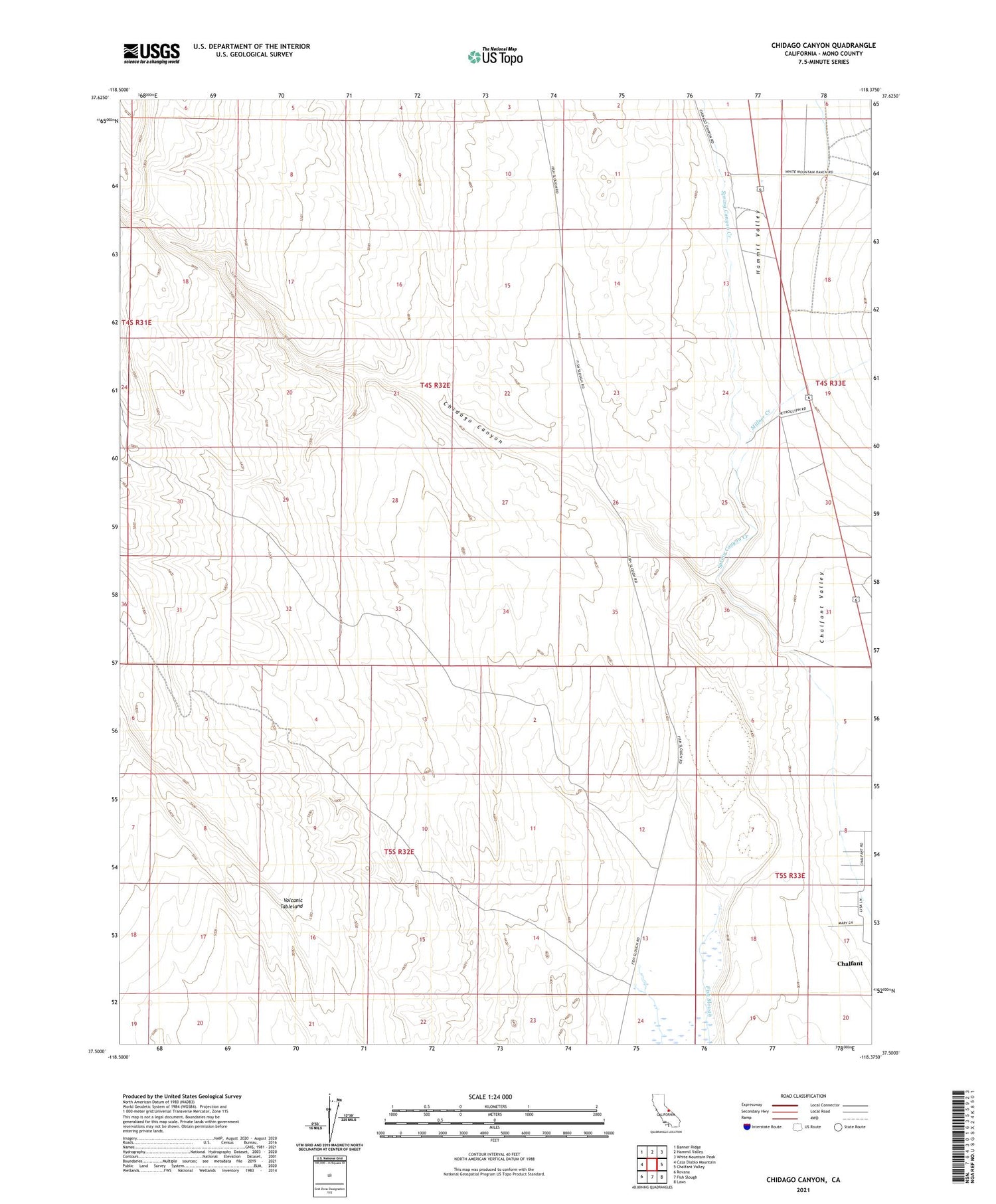 Chidago Canyon California US Topo Map Image