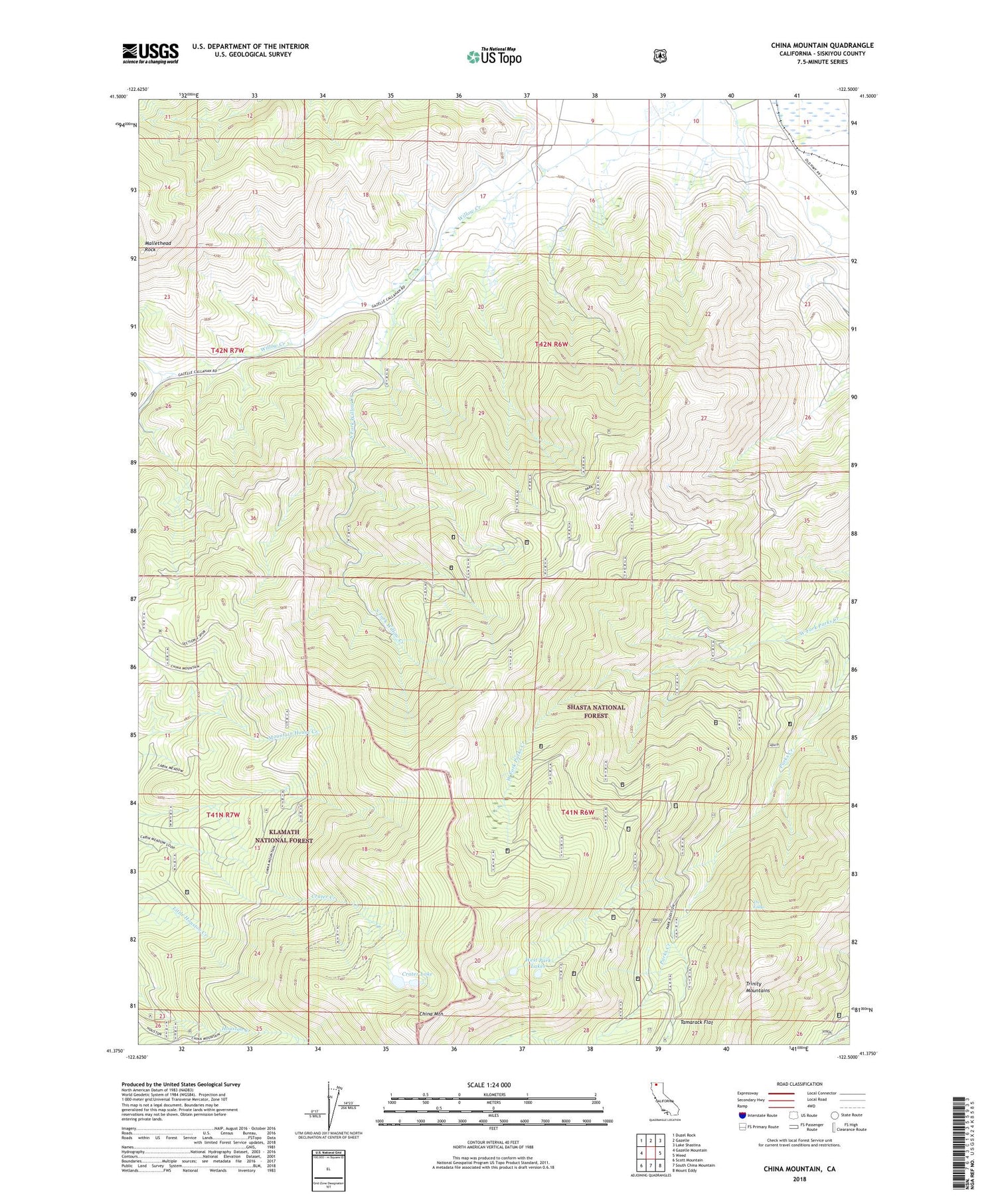 China Mountain California US Topo Map Image