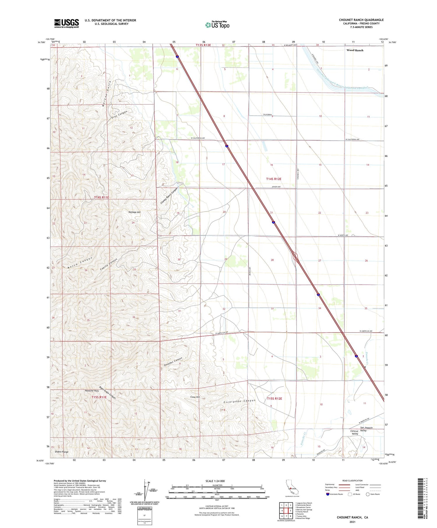 Chounet Ranch California US Topo Map Image