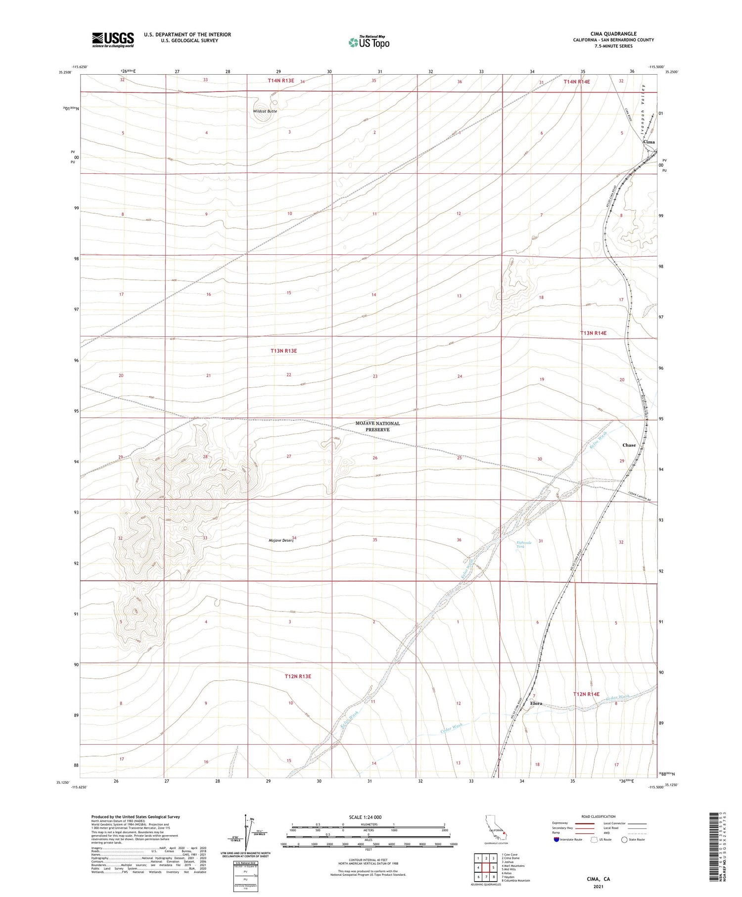 Cima California US Topo Map Image