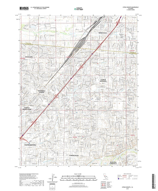 Citrus Heights California US Topo Map Image