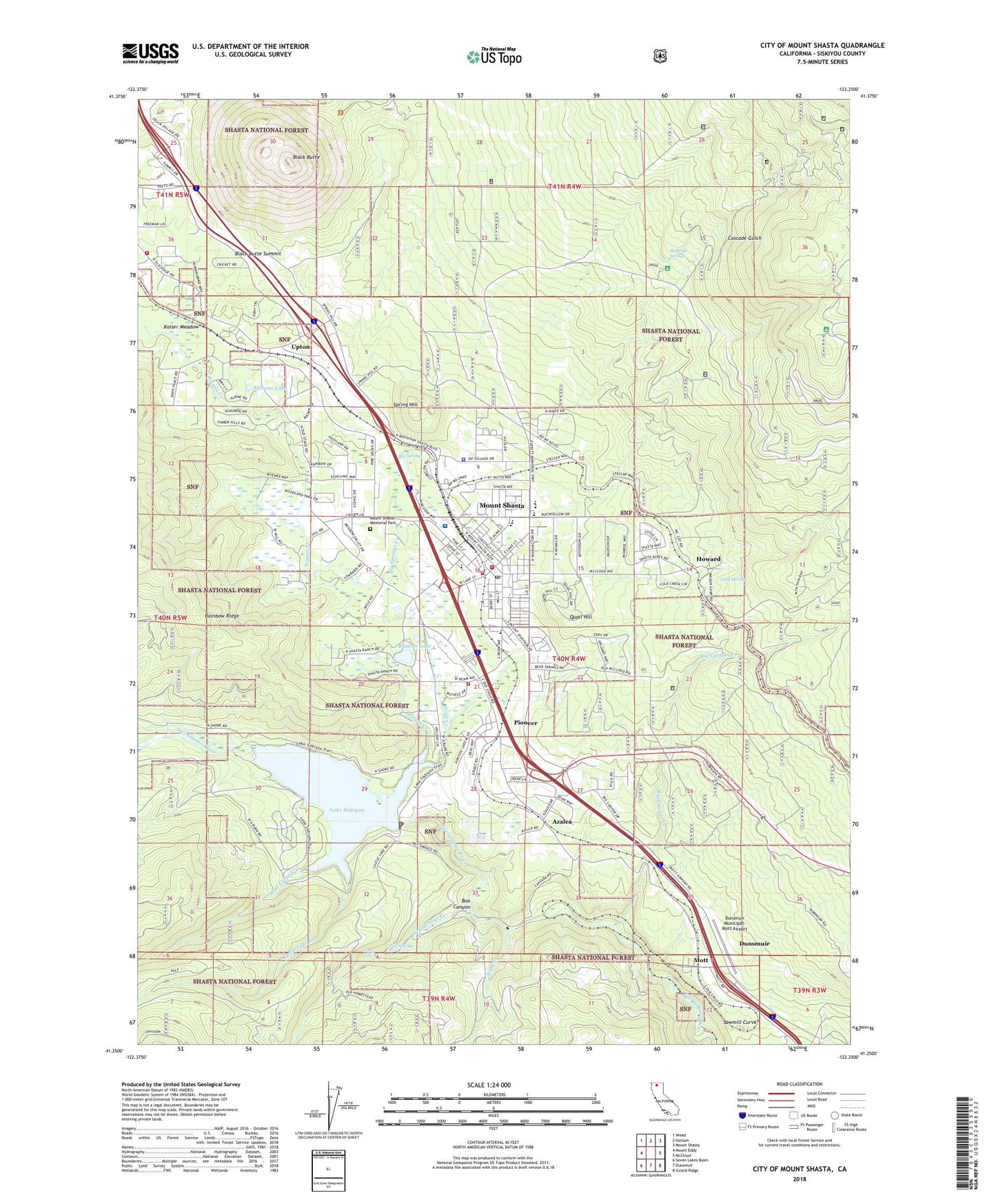 City of Mount Shasta California US Topo Map Image