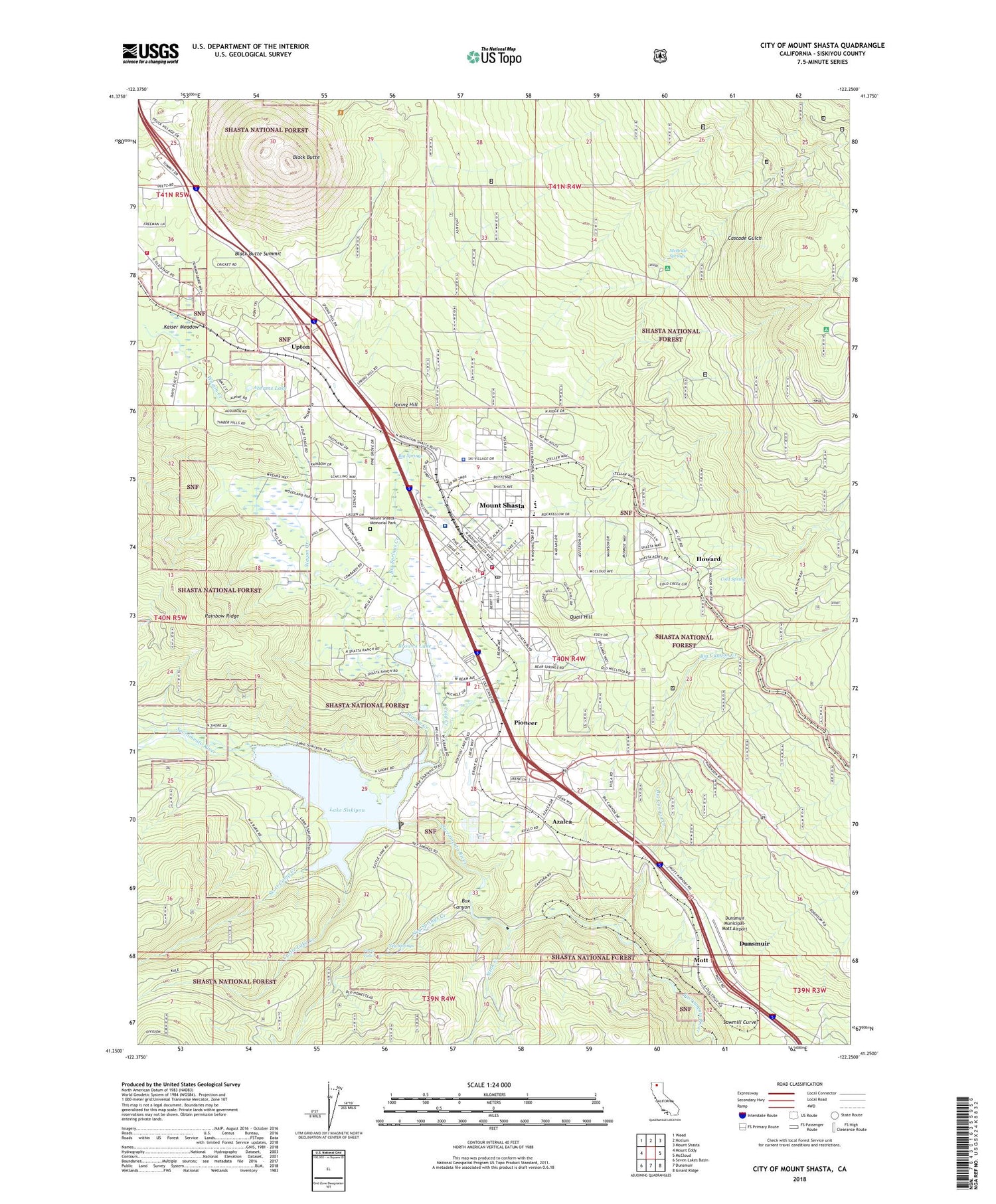 City of Mount Shasta California US Topo Map Image