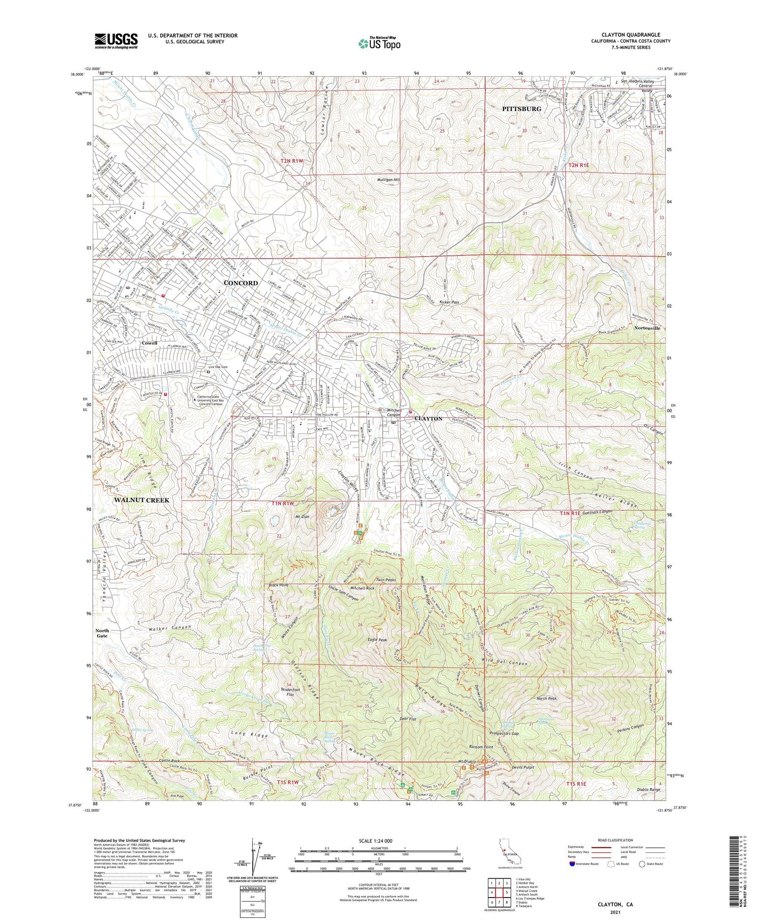 Clayton California US Topo Map Image