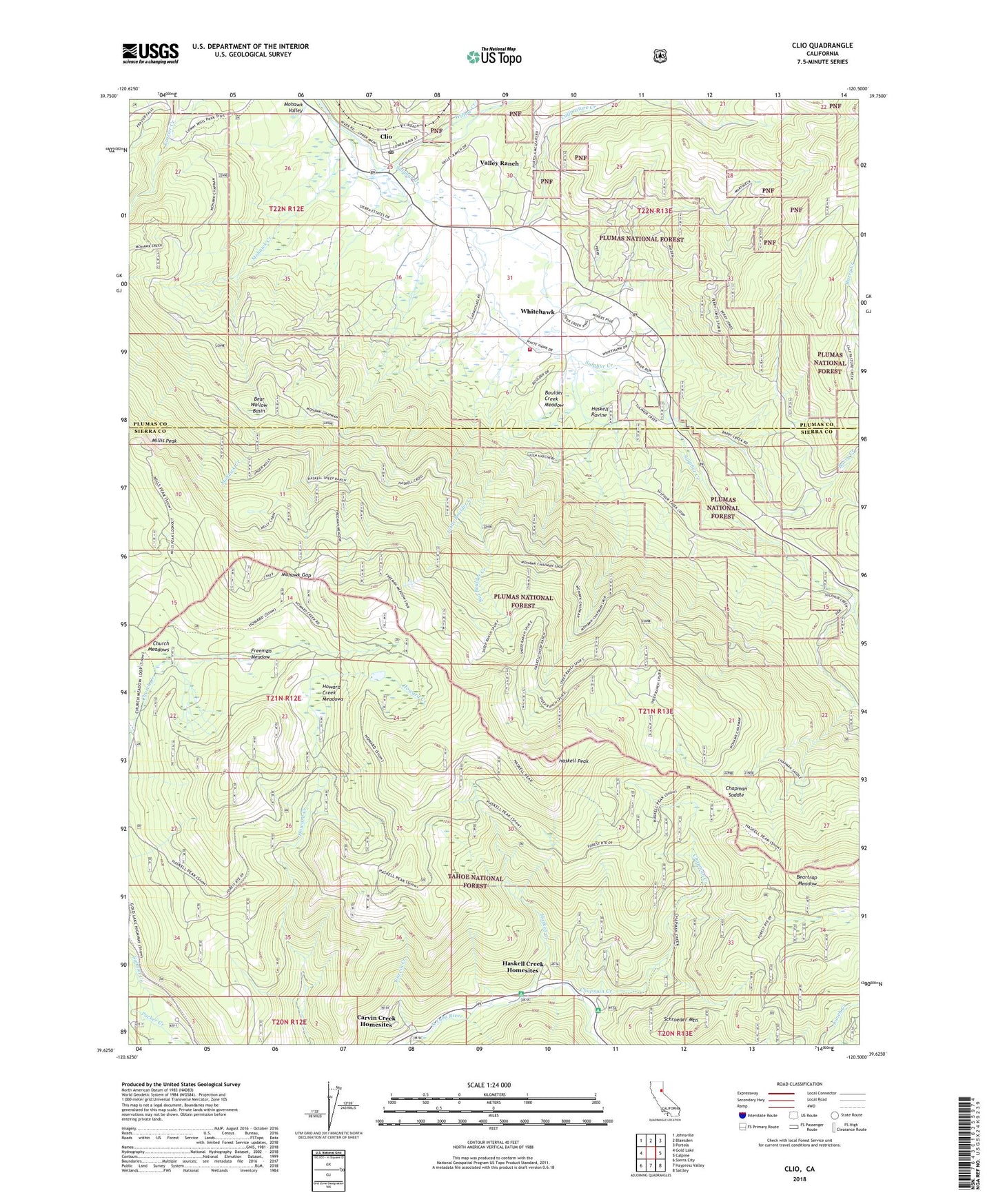 Clio California US Topo Map Image