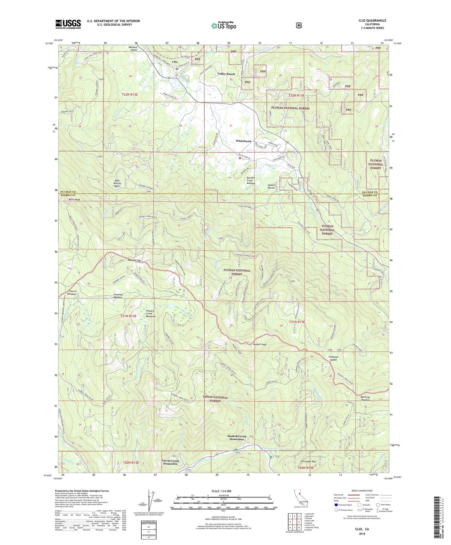 Clio California US Topo Map Image