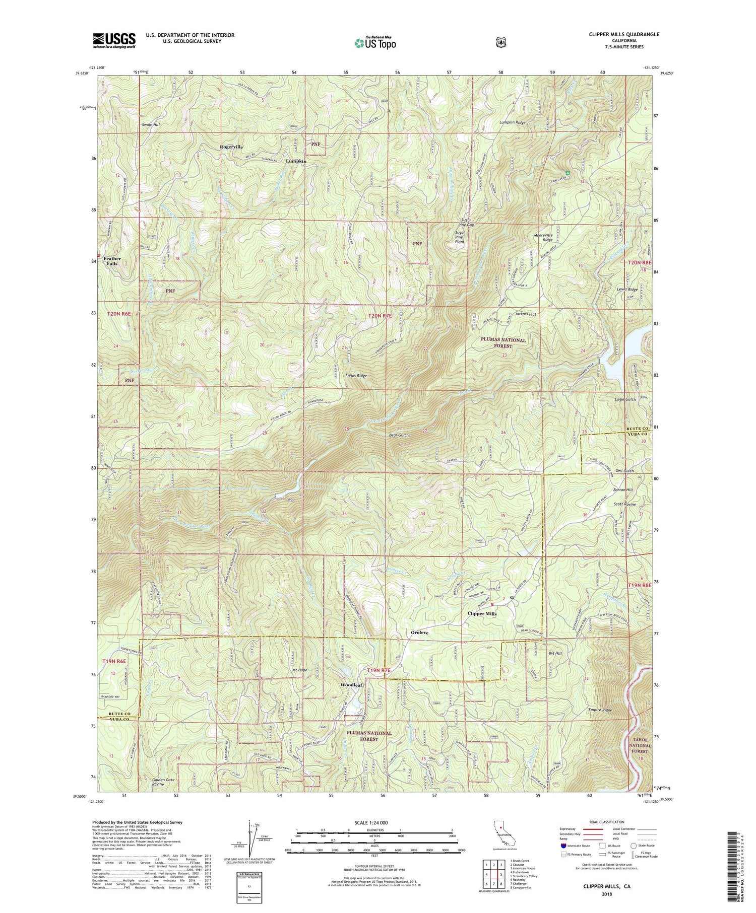 Clipper Mills California US Topo Map Image