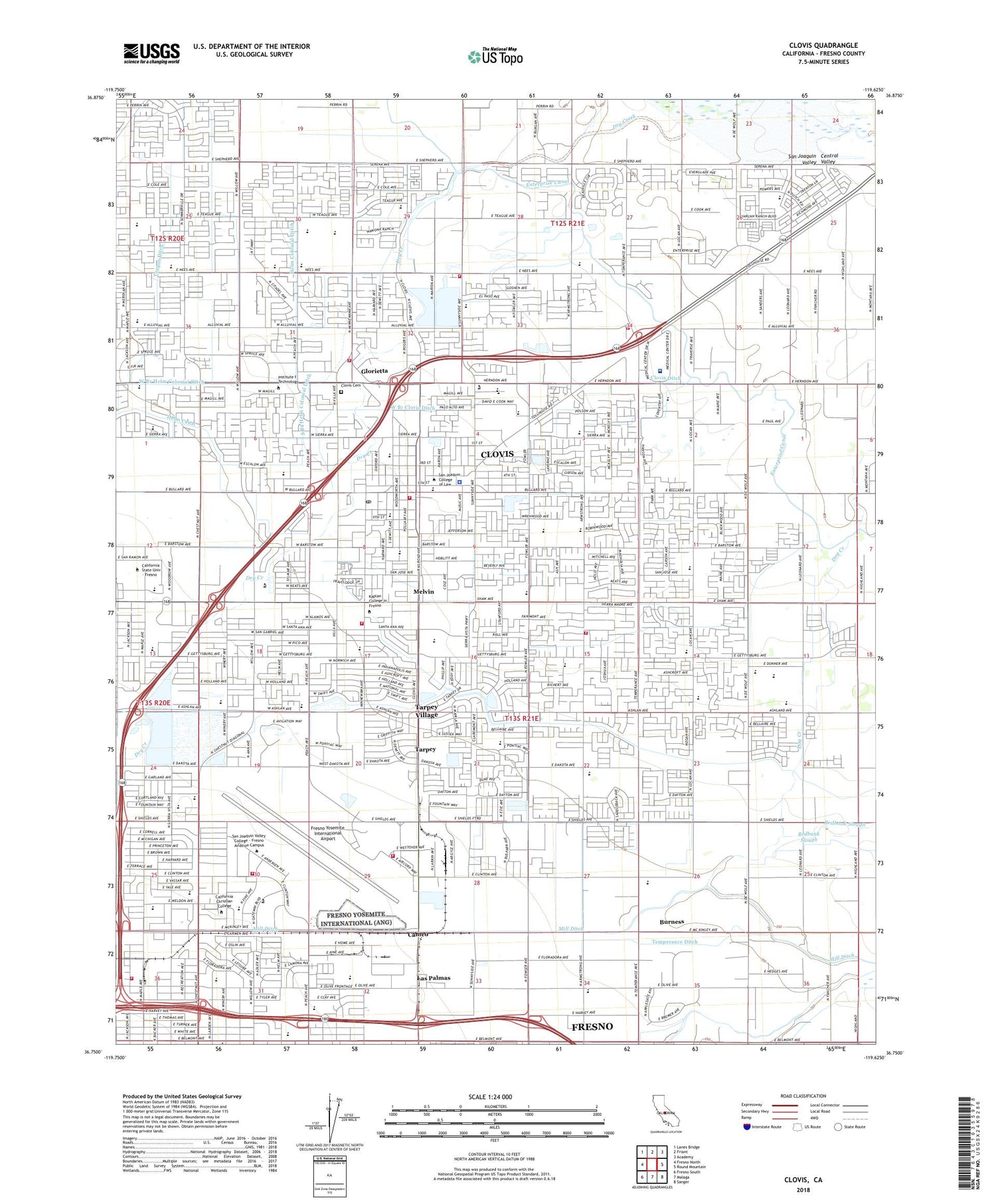 Clovis California US Topo Map Image