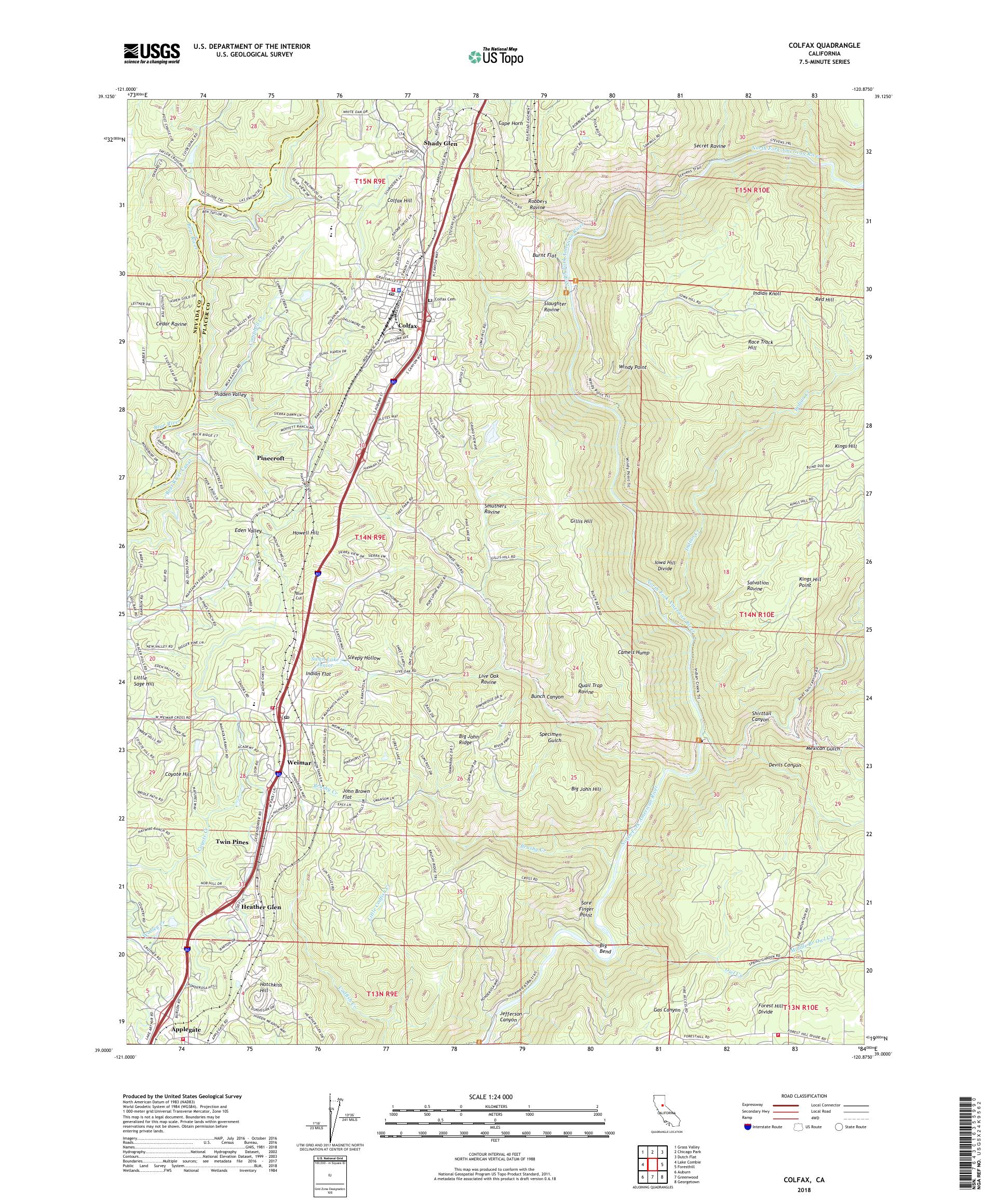 Colfax California US Topo Map – MyTopo Map Store