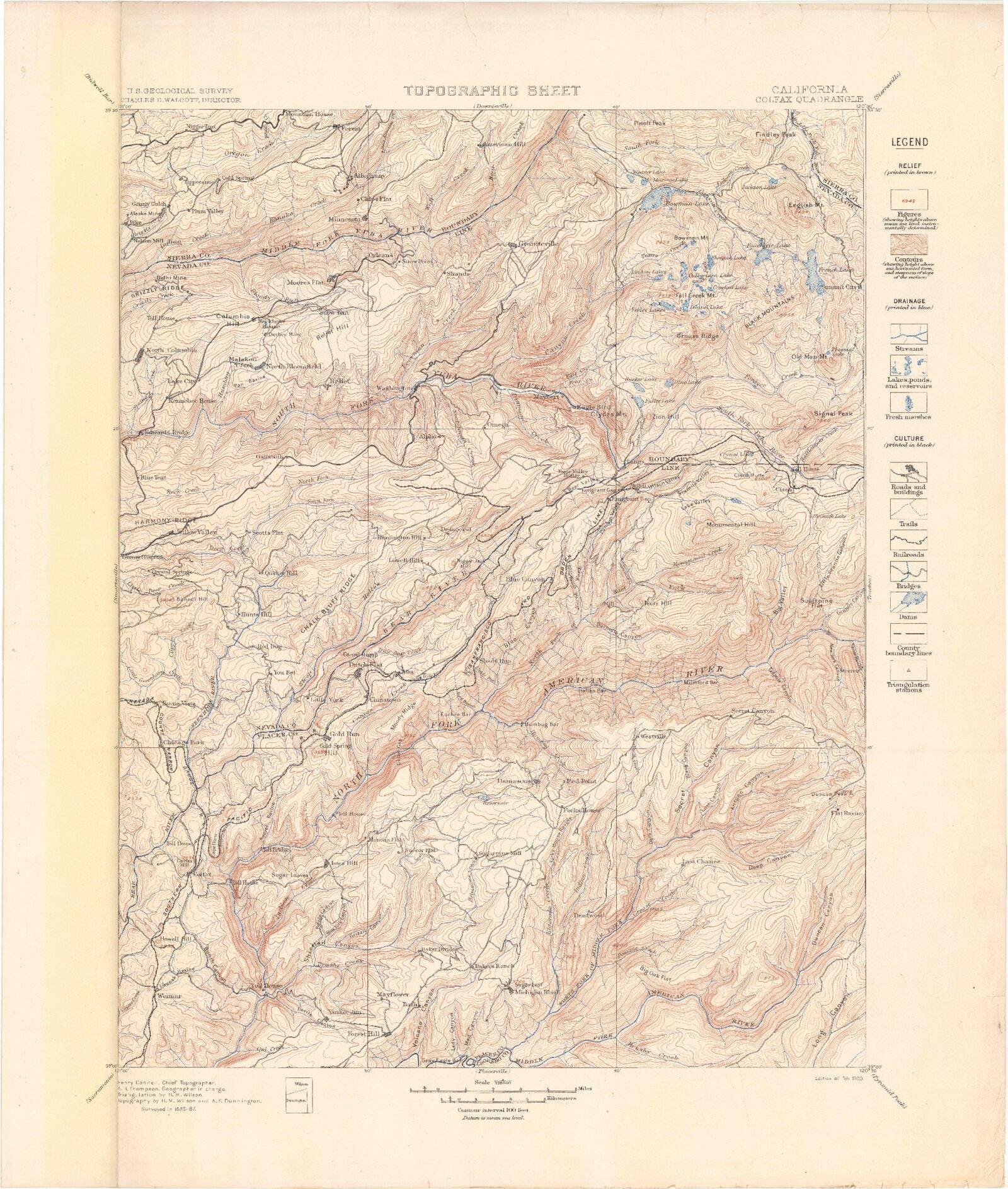 Historic 1900 Colfax California 30'x30' Topo Map – MyTopo Map Store