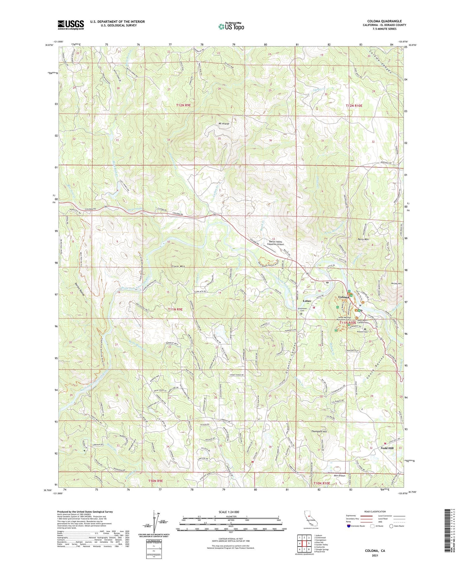 Coloma California US Topo Map Image