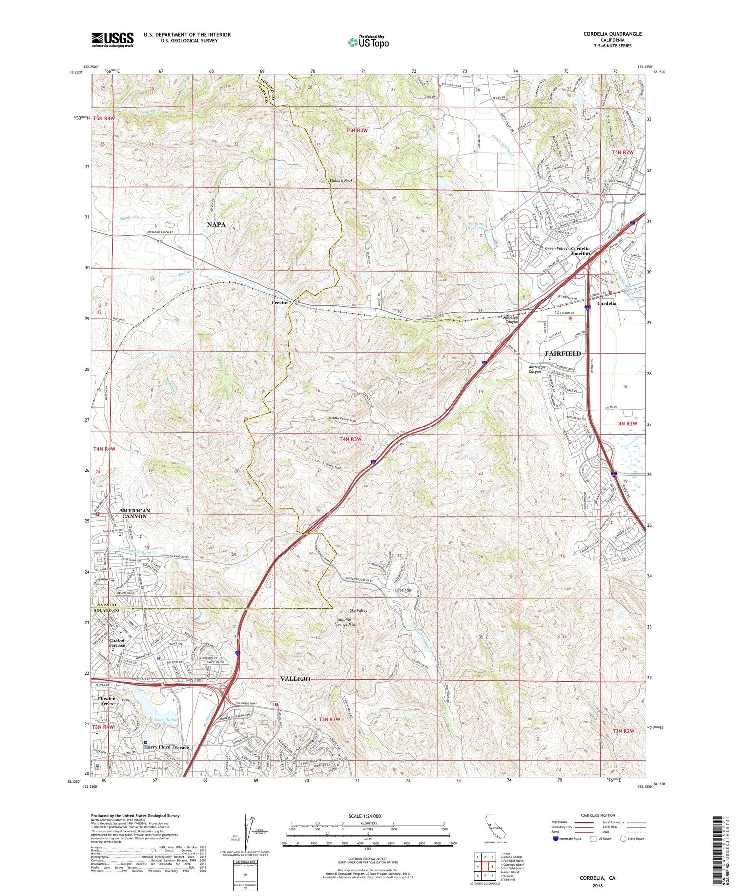 Cordelia California US Topo Map Image