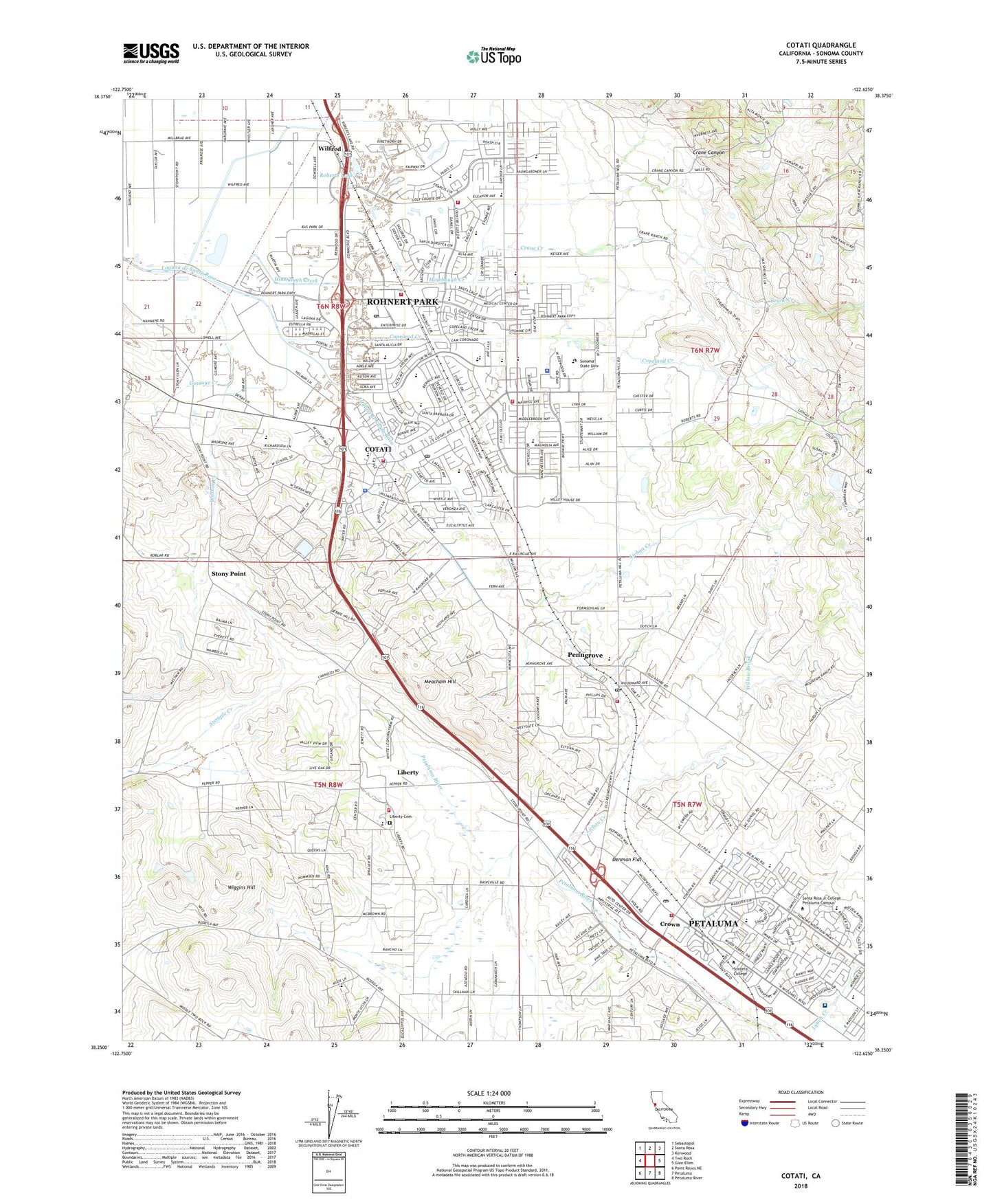 Cotati California US Topo Map Image