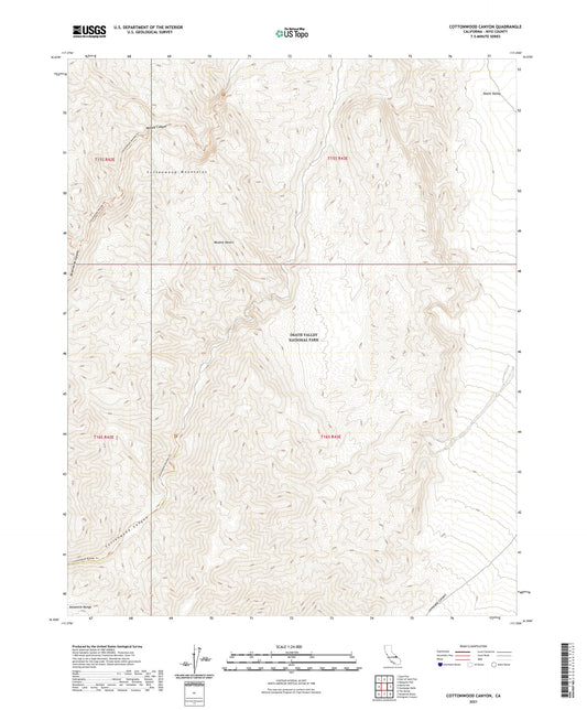 Cottonwood Canyon California US Topo Map Image