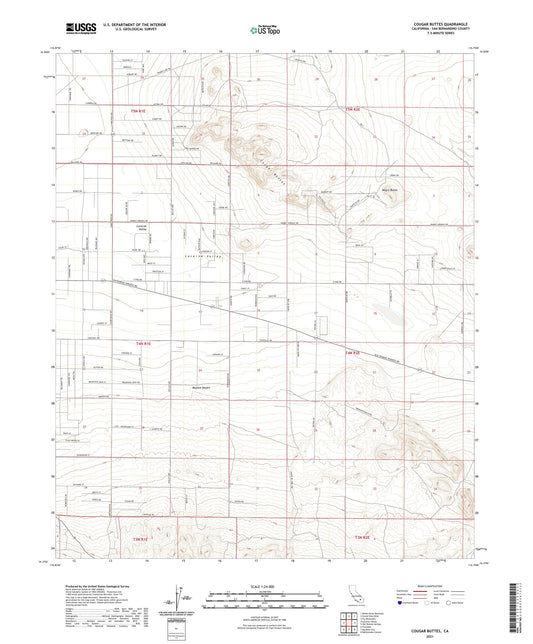 Cougar Buttes California US Topo Map Image