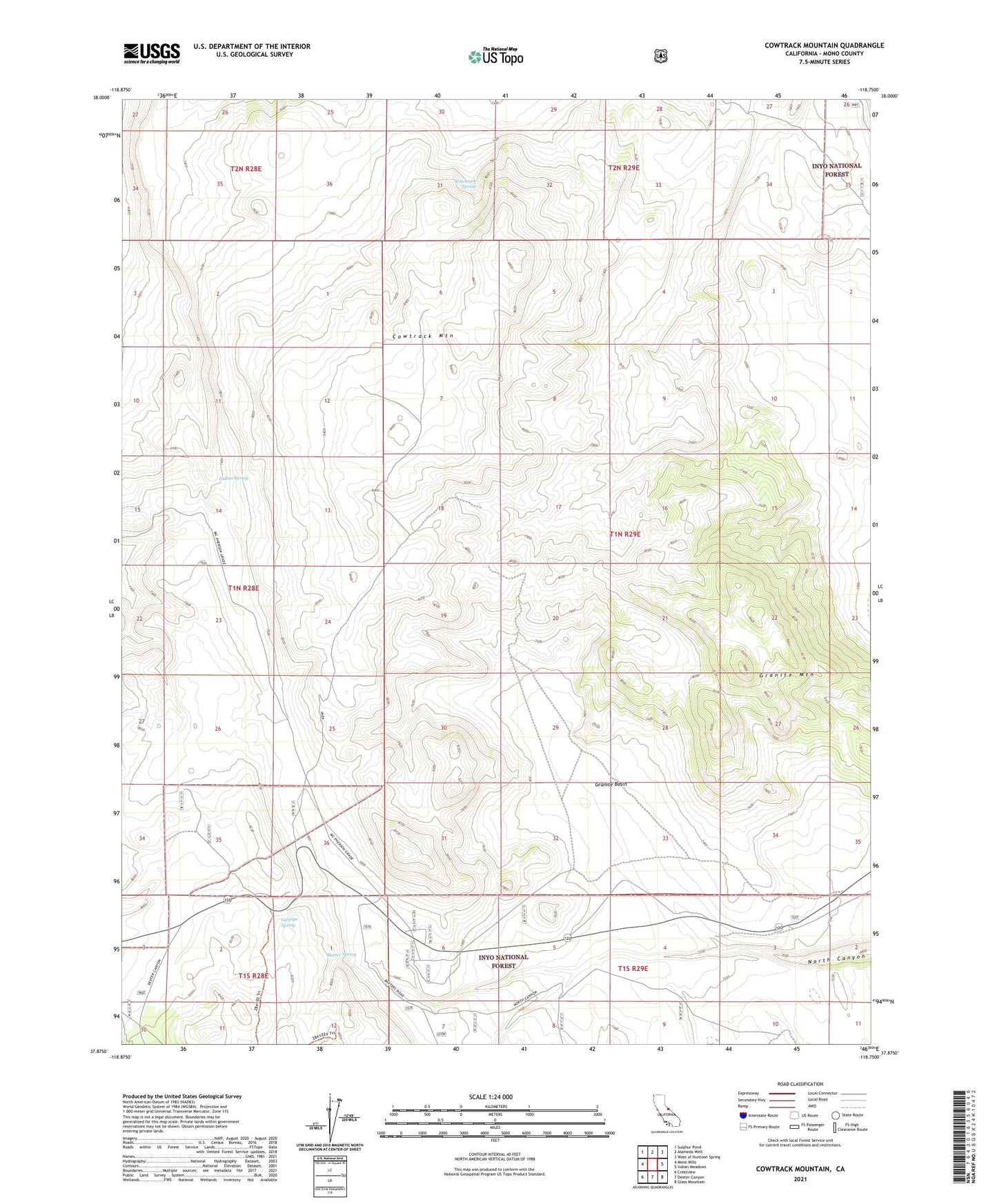 Cowtrack Mountain California US Topo Map Image