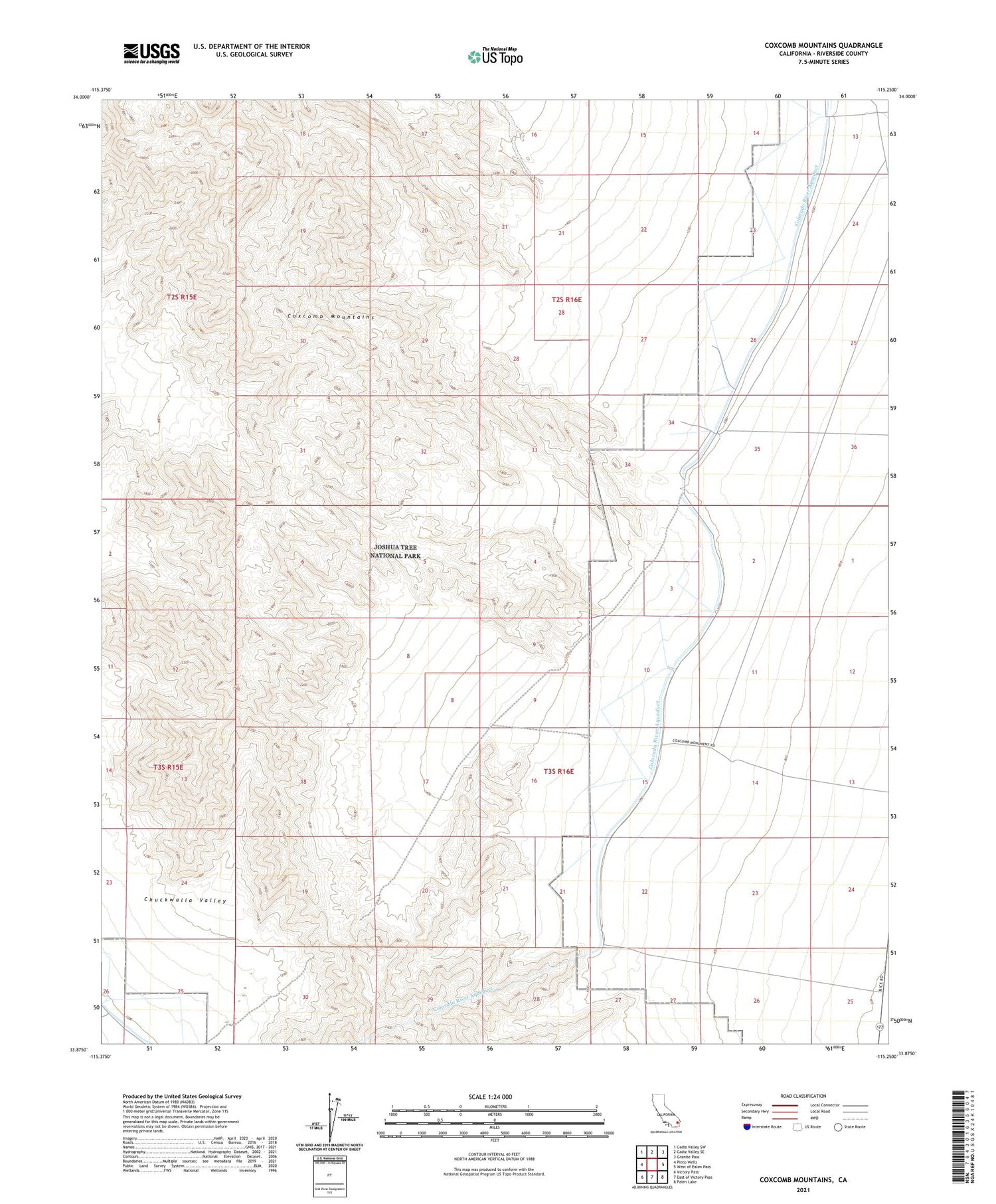 Coxcomb Mountains California US Topo Map Image