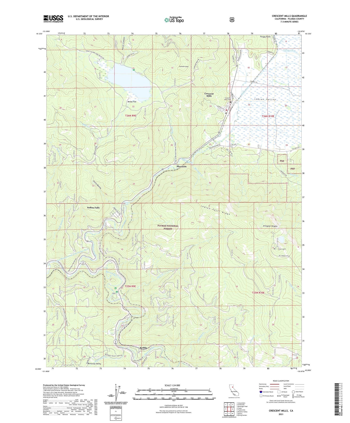 Crescent Mills California US Topo Map Image
