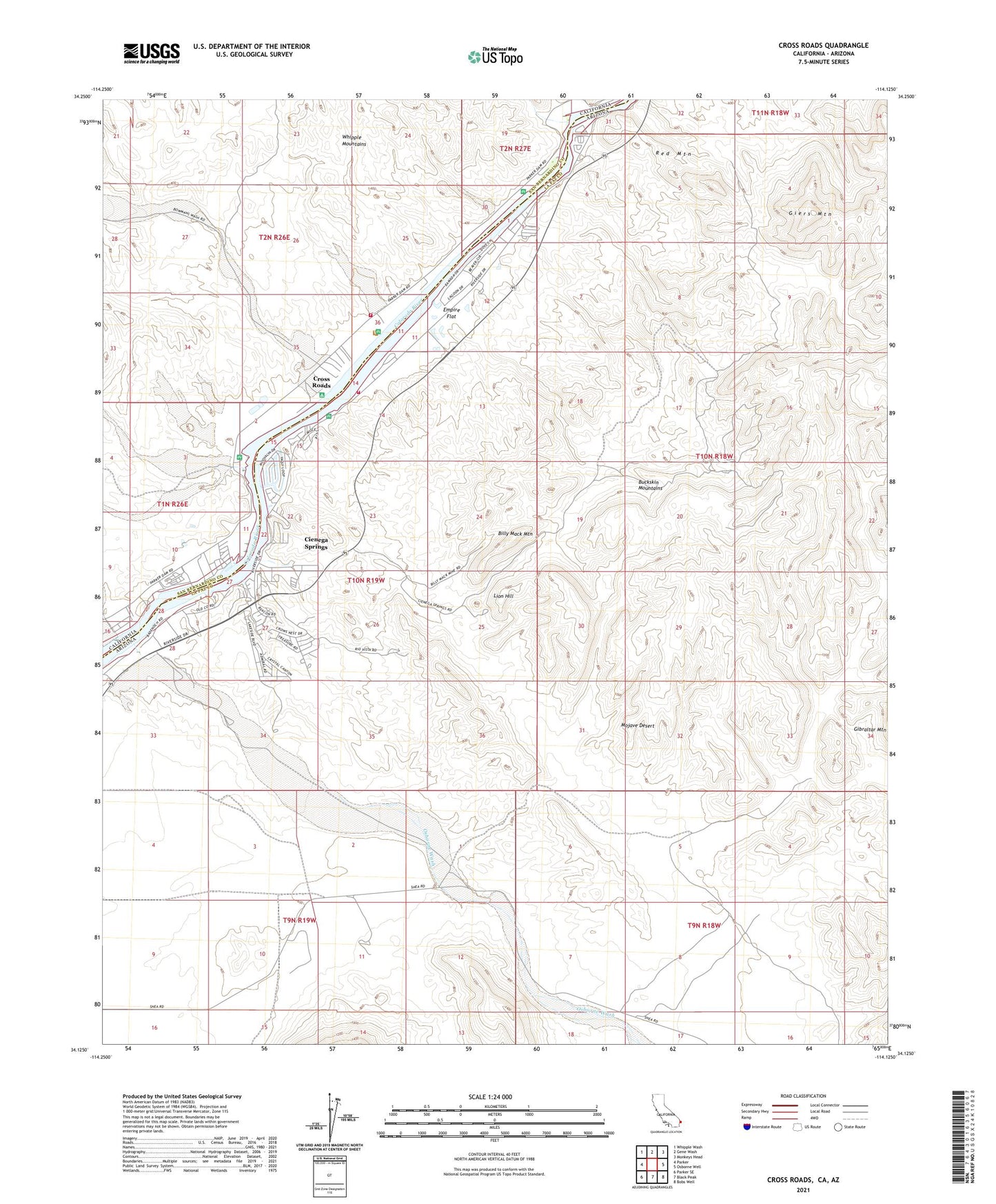 Cross Roads California US Topo Map Image