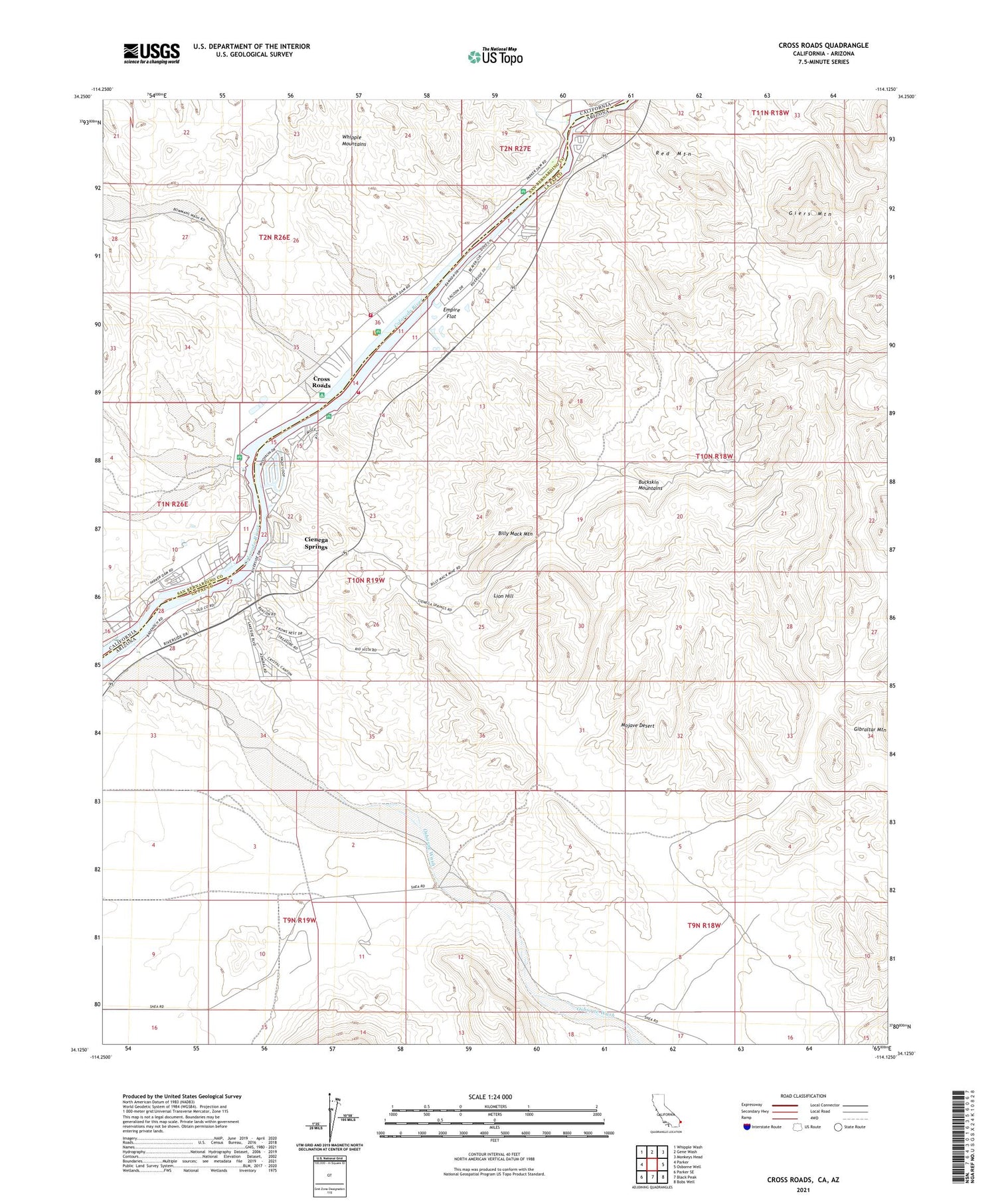 Cross Roads California US Topo Map Image