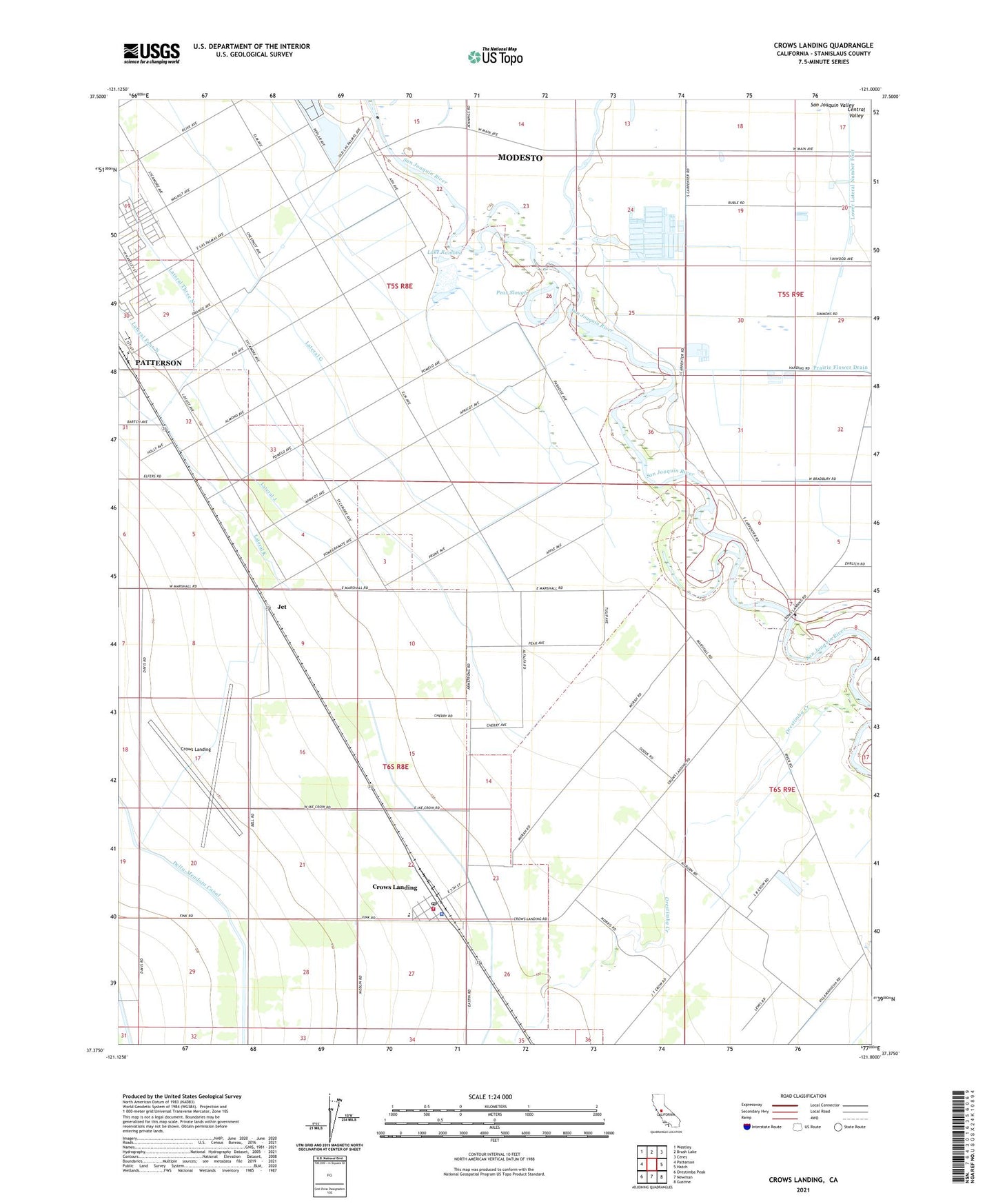 Crows Landing California US Topo Map Image