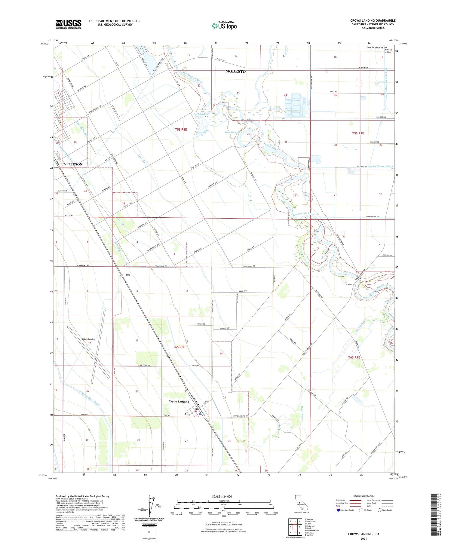 Crows Landing California US Topo Map Image