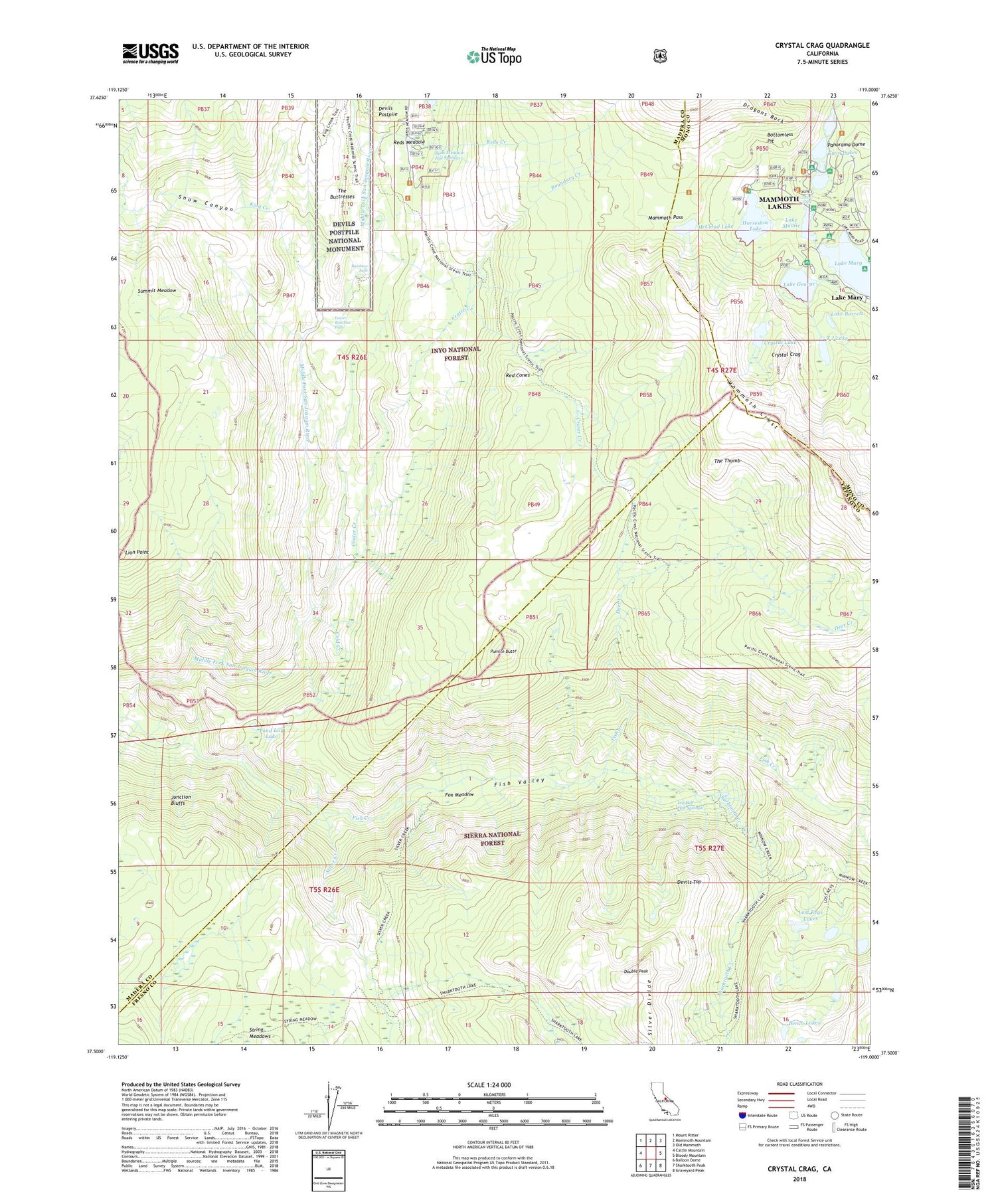 Crystal Crag California US Topo Map Image