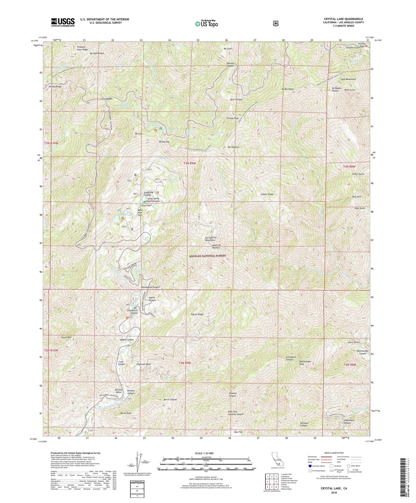 Crystal Lake California US Topo Map Image