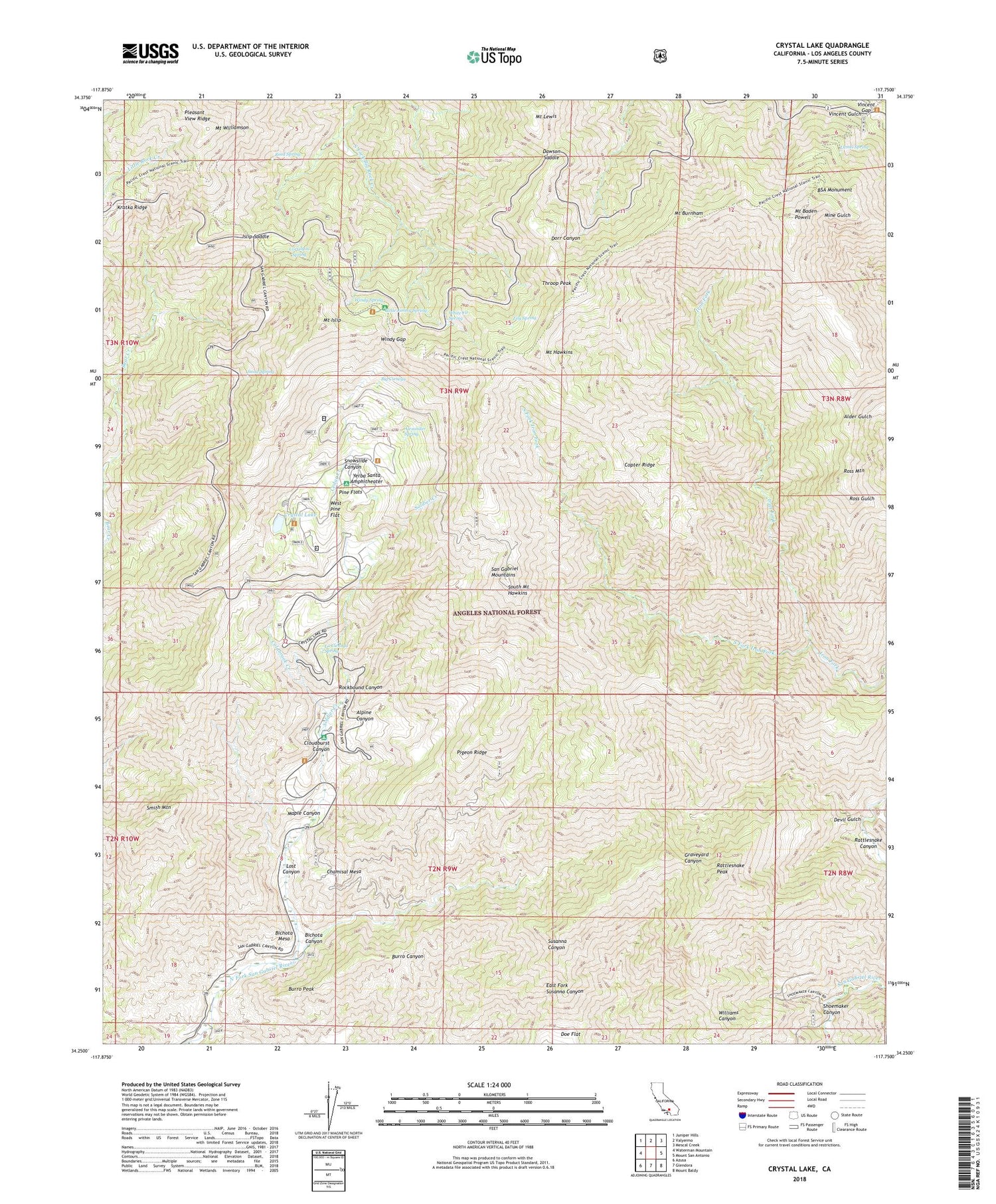 Crystal Lake California US Topo Map Image