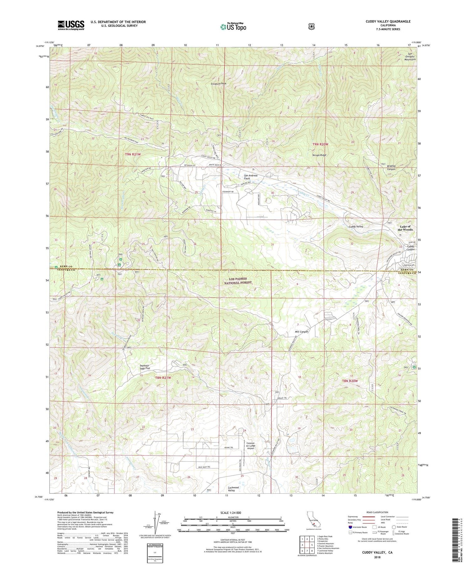 Cuddy Valley California US Topo Map Image