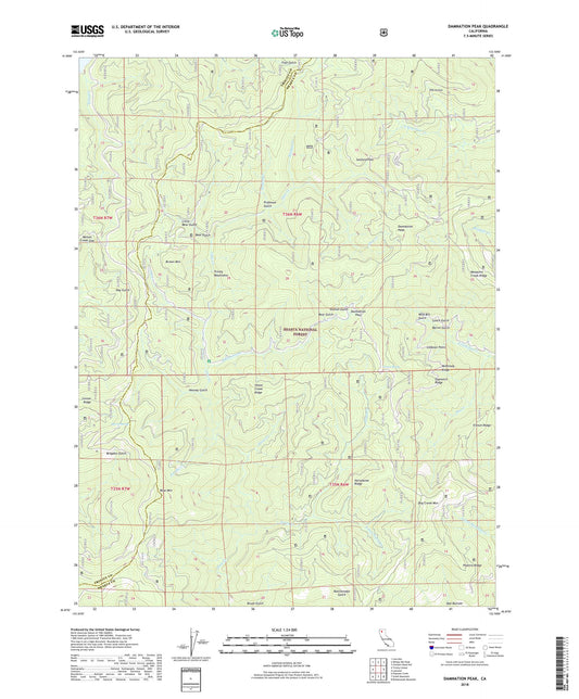 Damnation Peak California US Topo Map Image